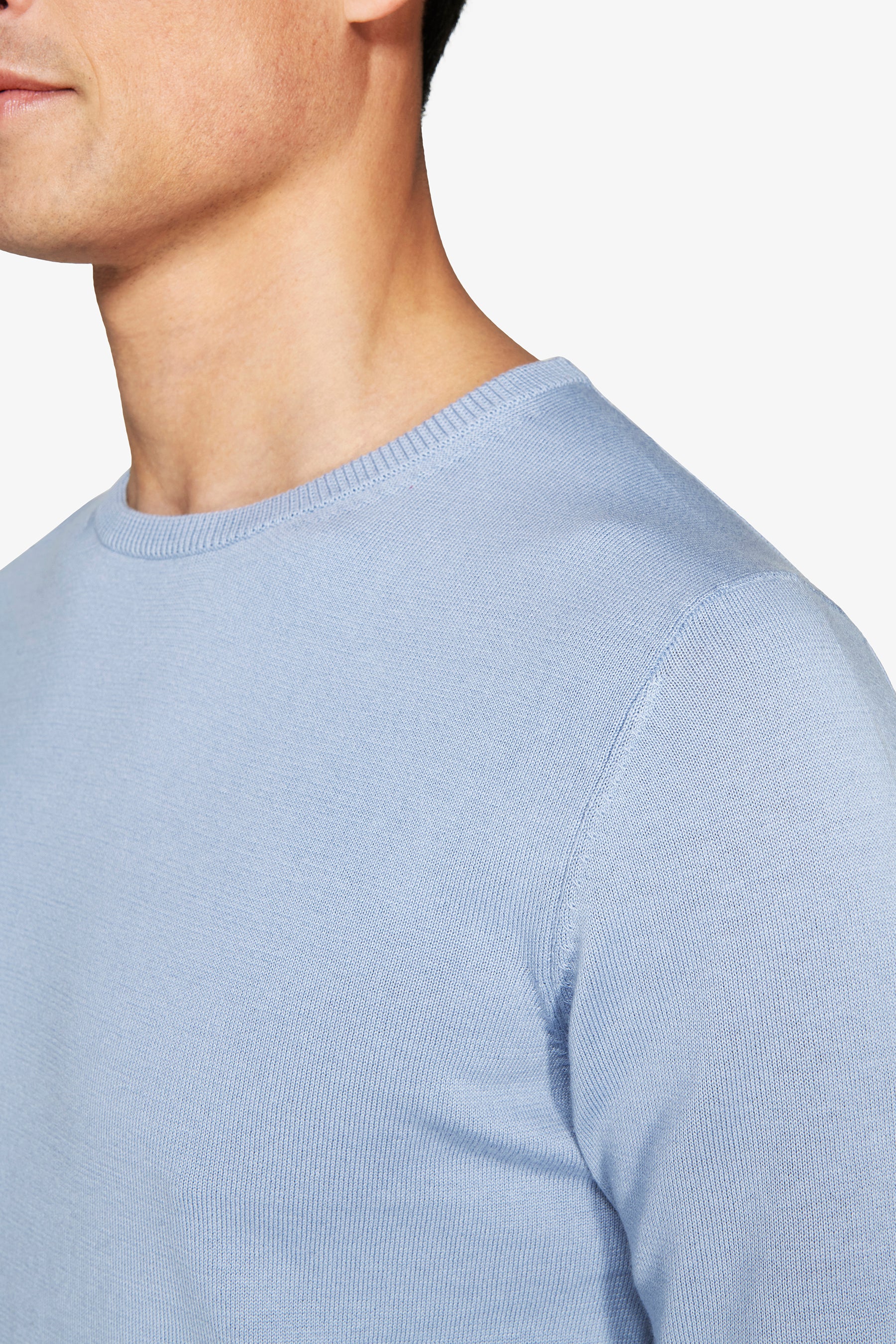 Jersey de cuello redondo básico azul claro