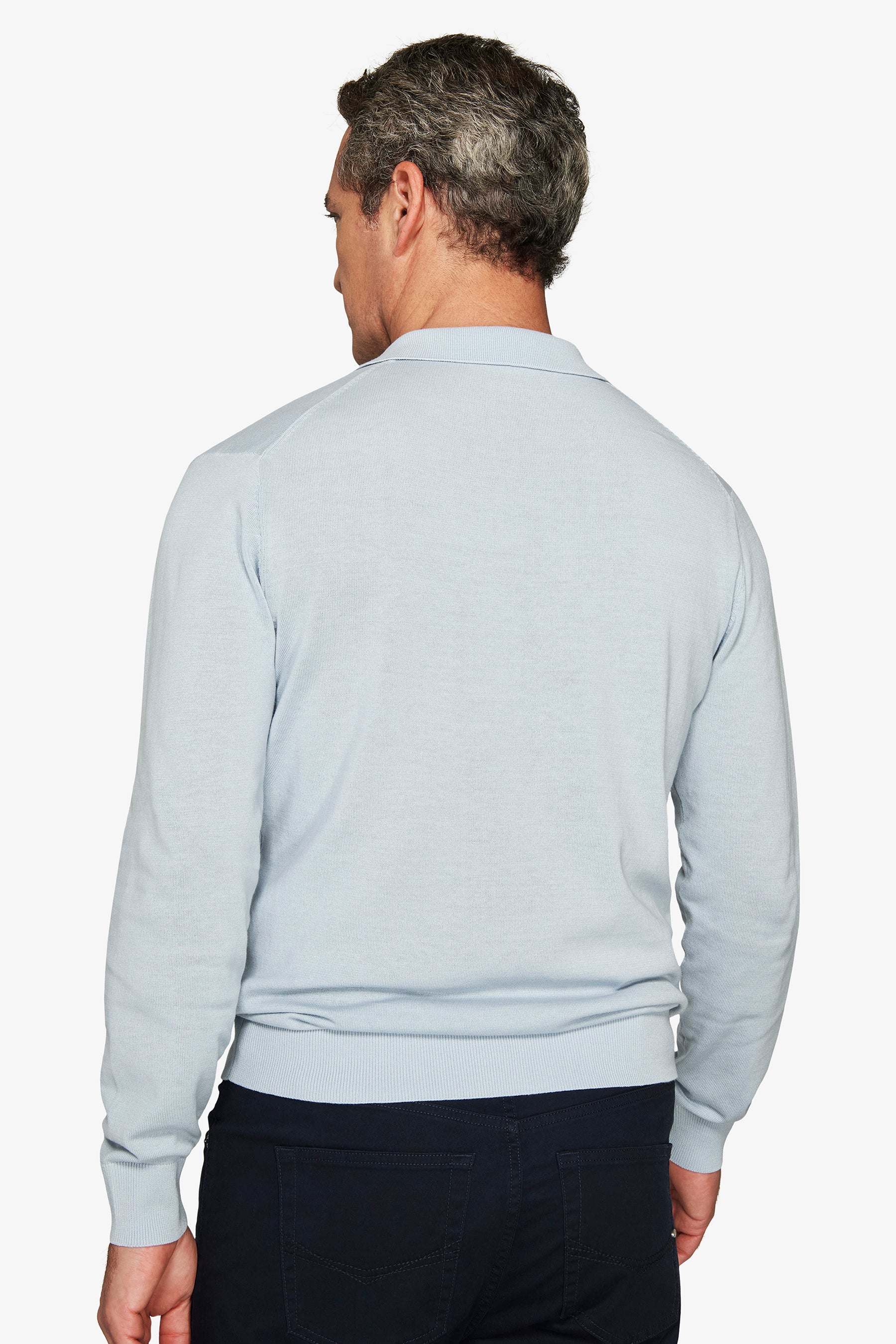 Sky open collar knit polo