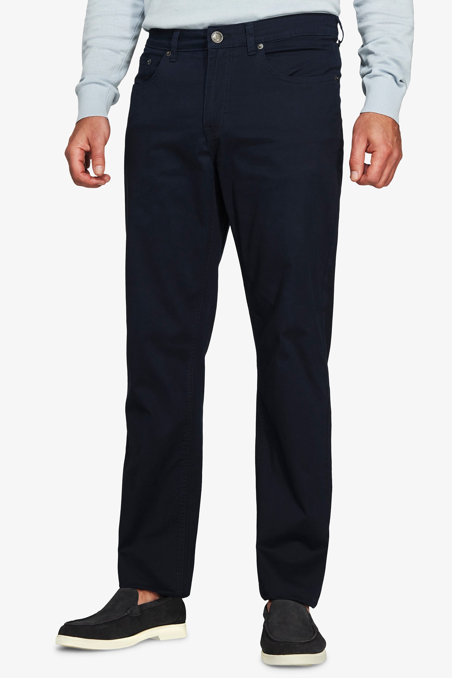 Pantaloni 5 tasche gabardina blu-Dan John