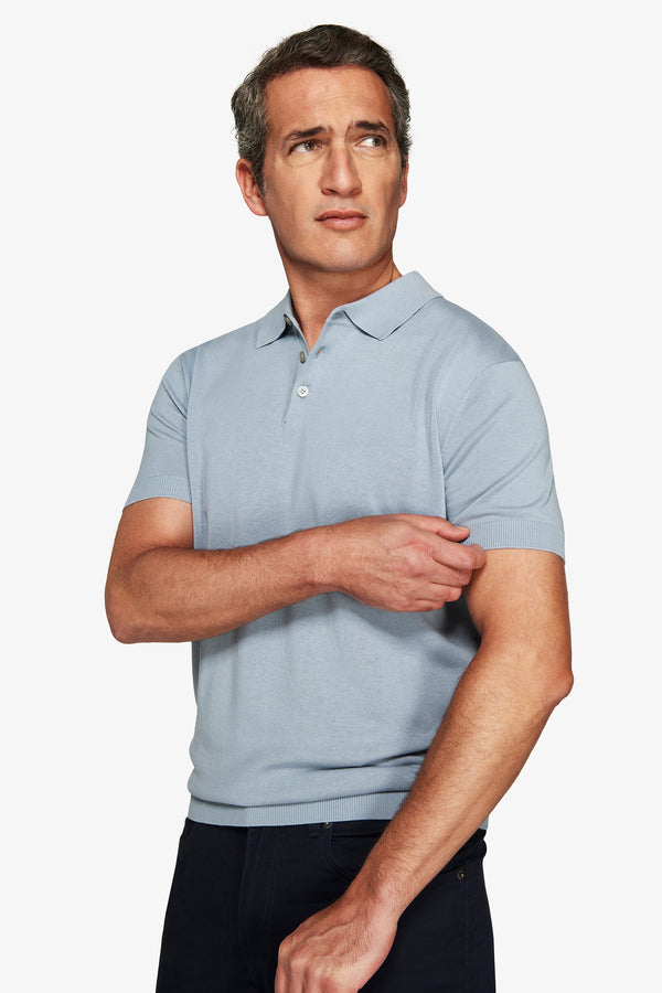 Polo in maglia basic in cotone celeste-Dan John