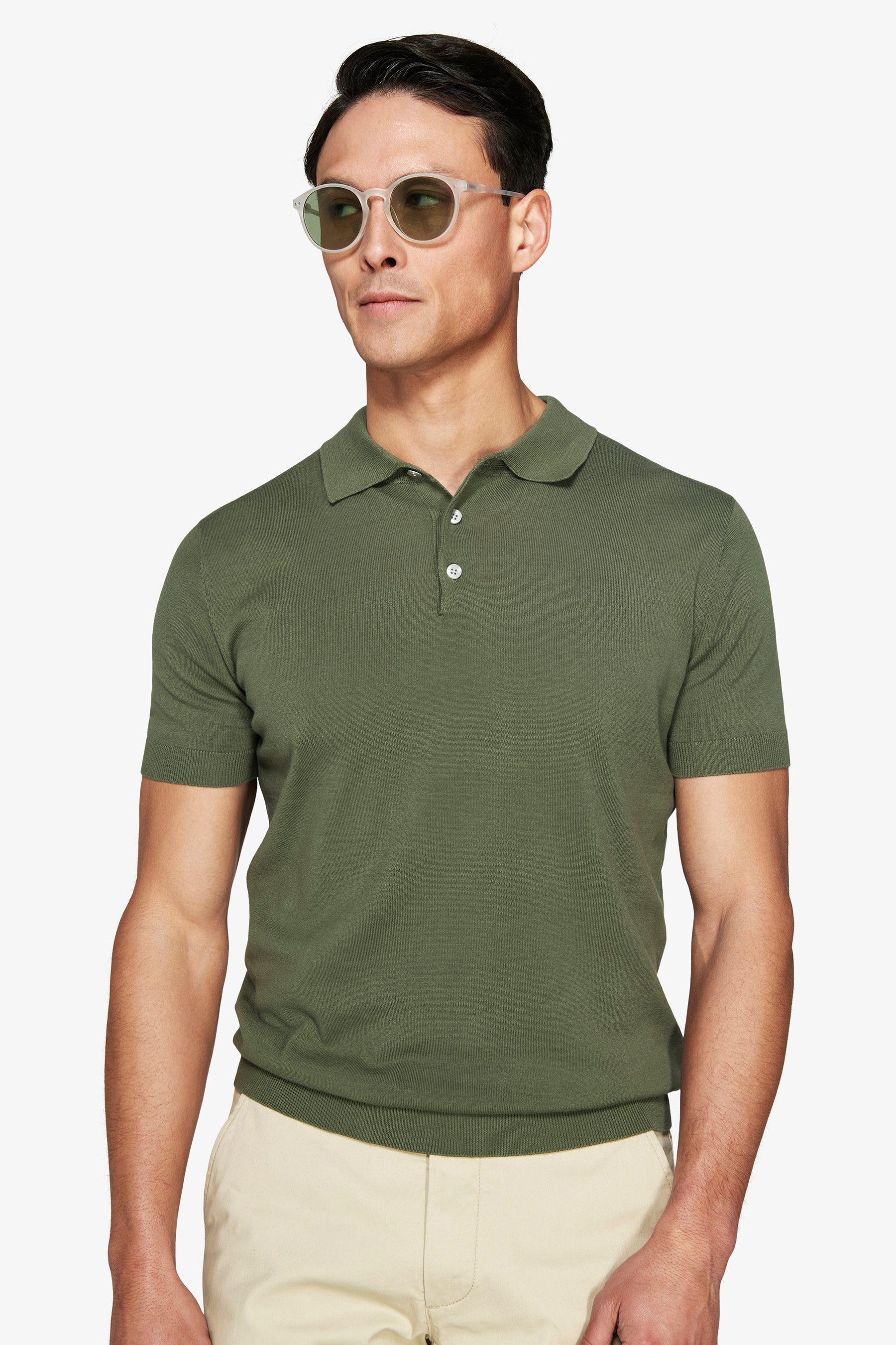 Poloshirt aus grünem Strick