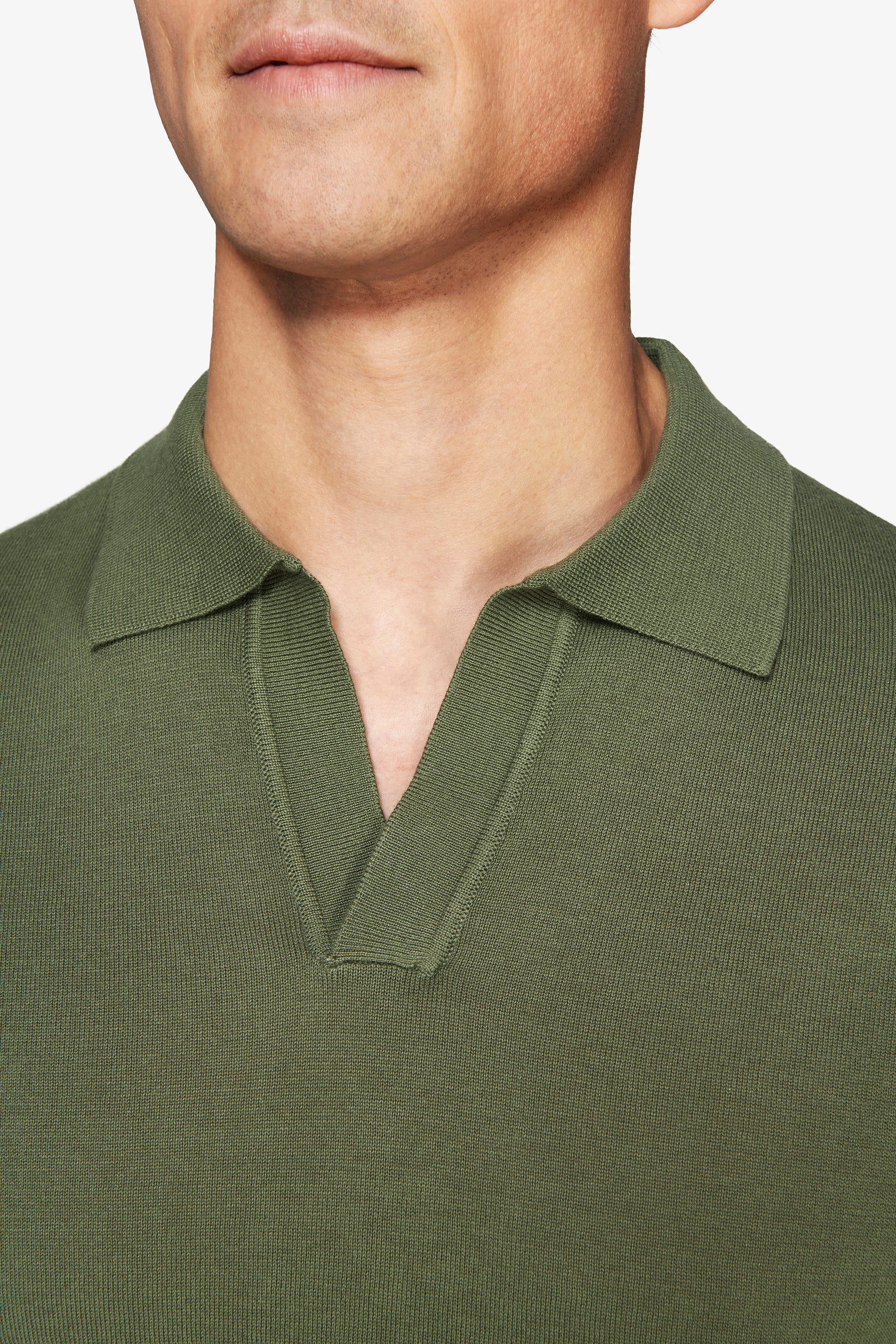 Polo in maglia collo aperto verde-Dan John