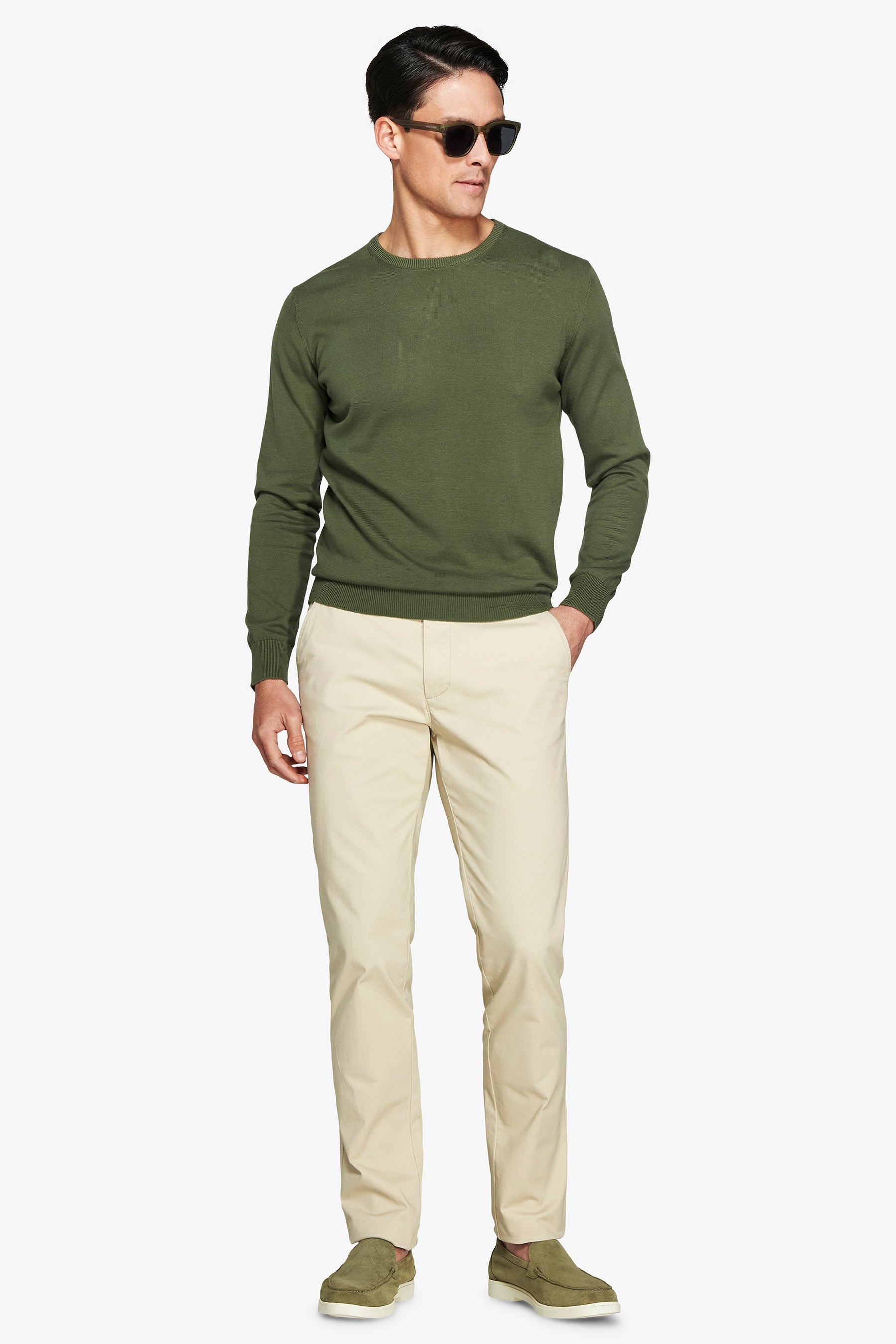 Jersey de cuello redondo básico verde