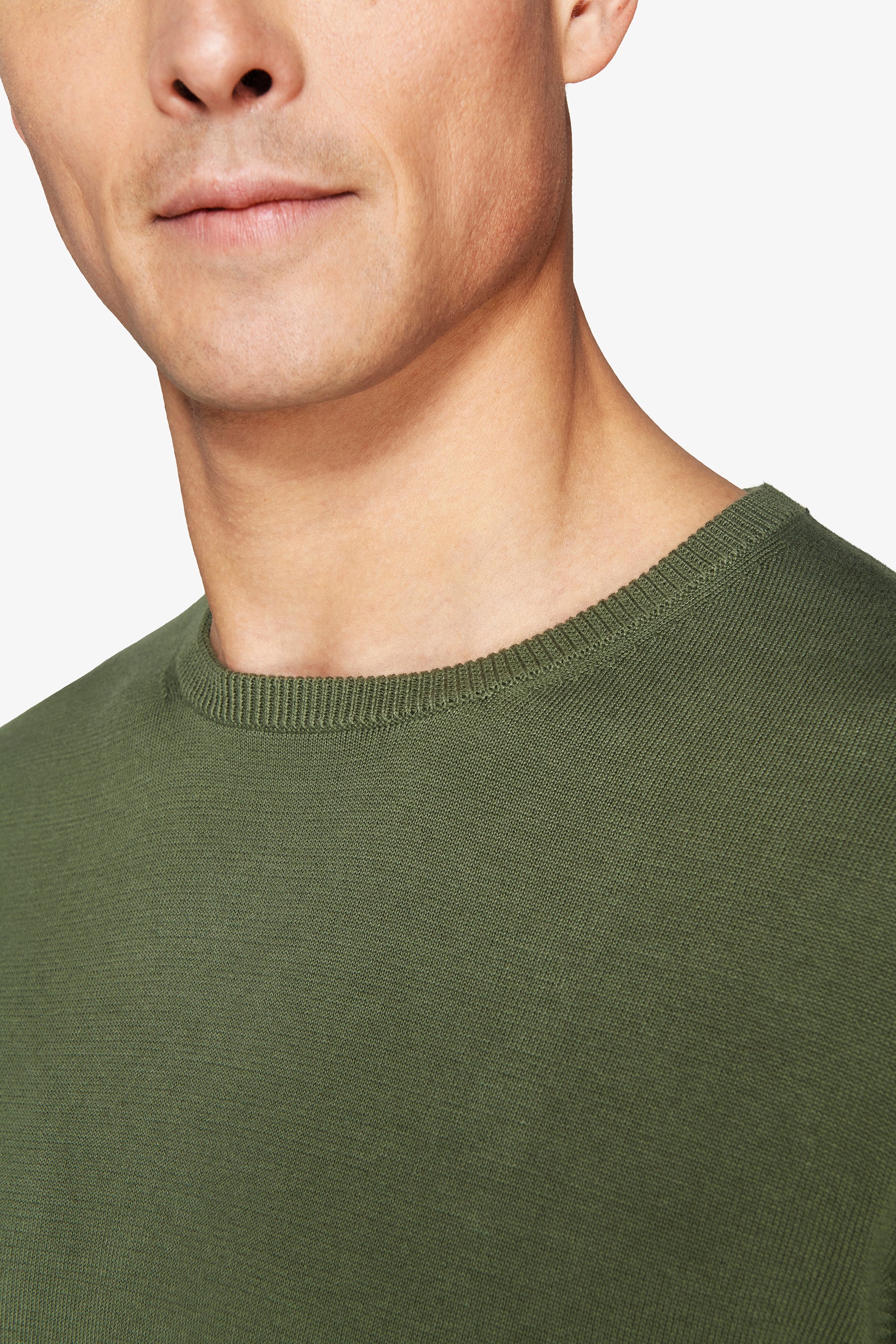 Jersey de cuello redondo básico verde