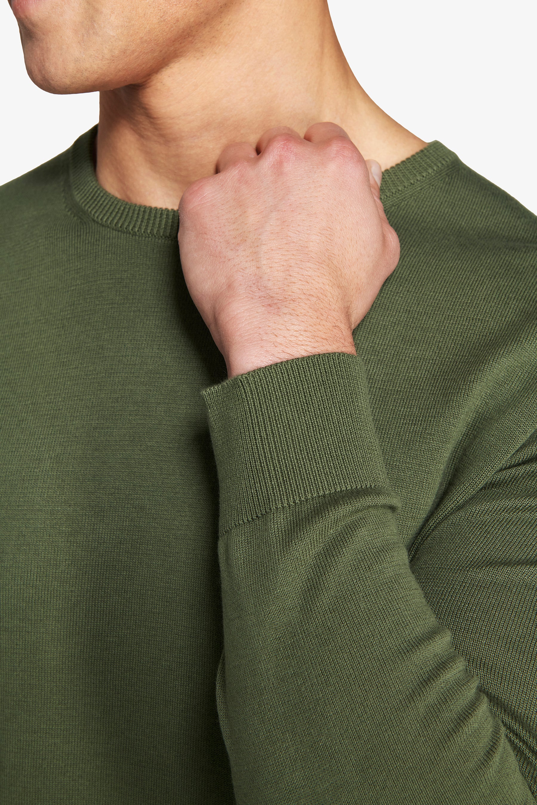 Jersey de cuello redondo básico verde