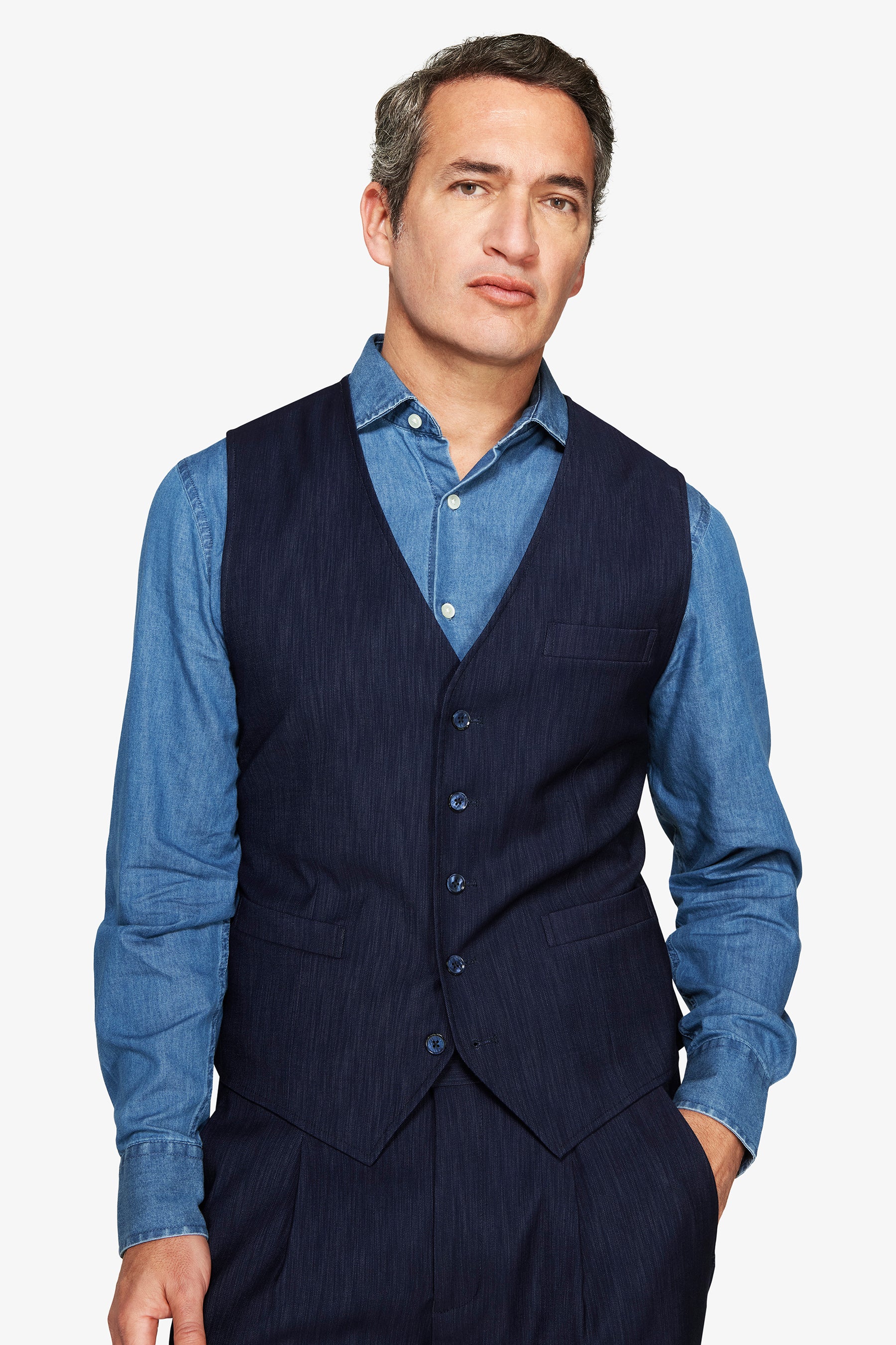 Chaleco efecto denim azul oscuro