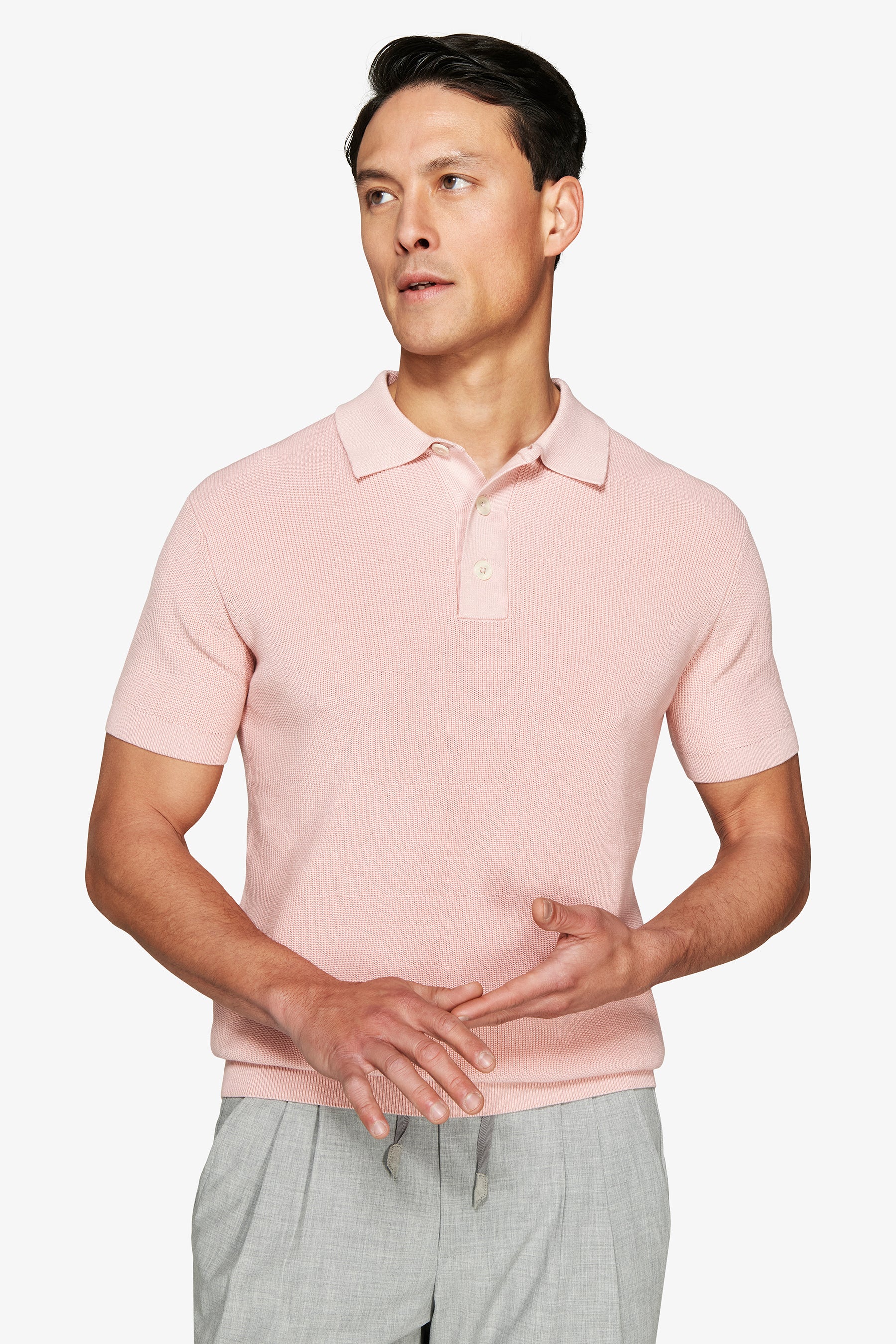 Polo in maglia punto pannocchia rosa-Dan John