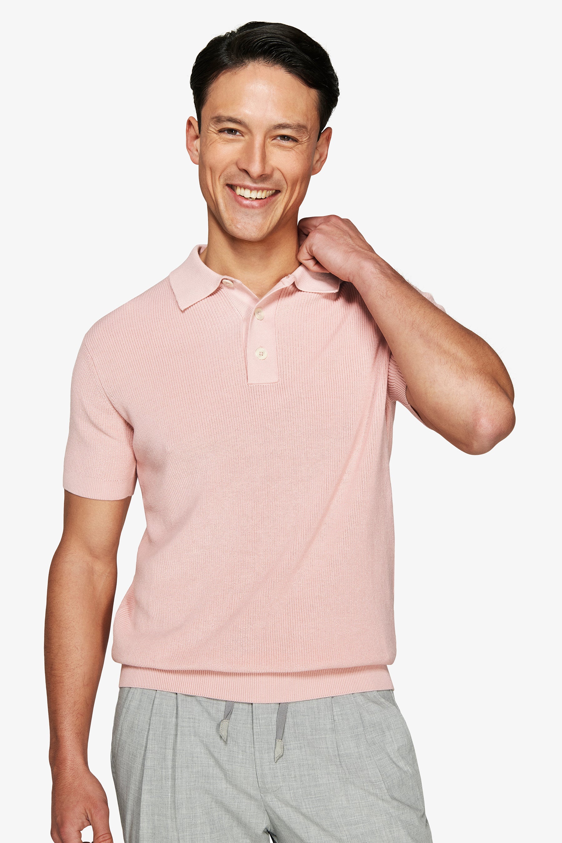 Polo in maglia punto pannocchia rosa