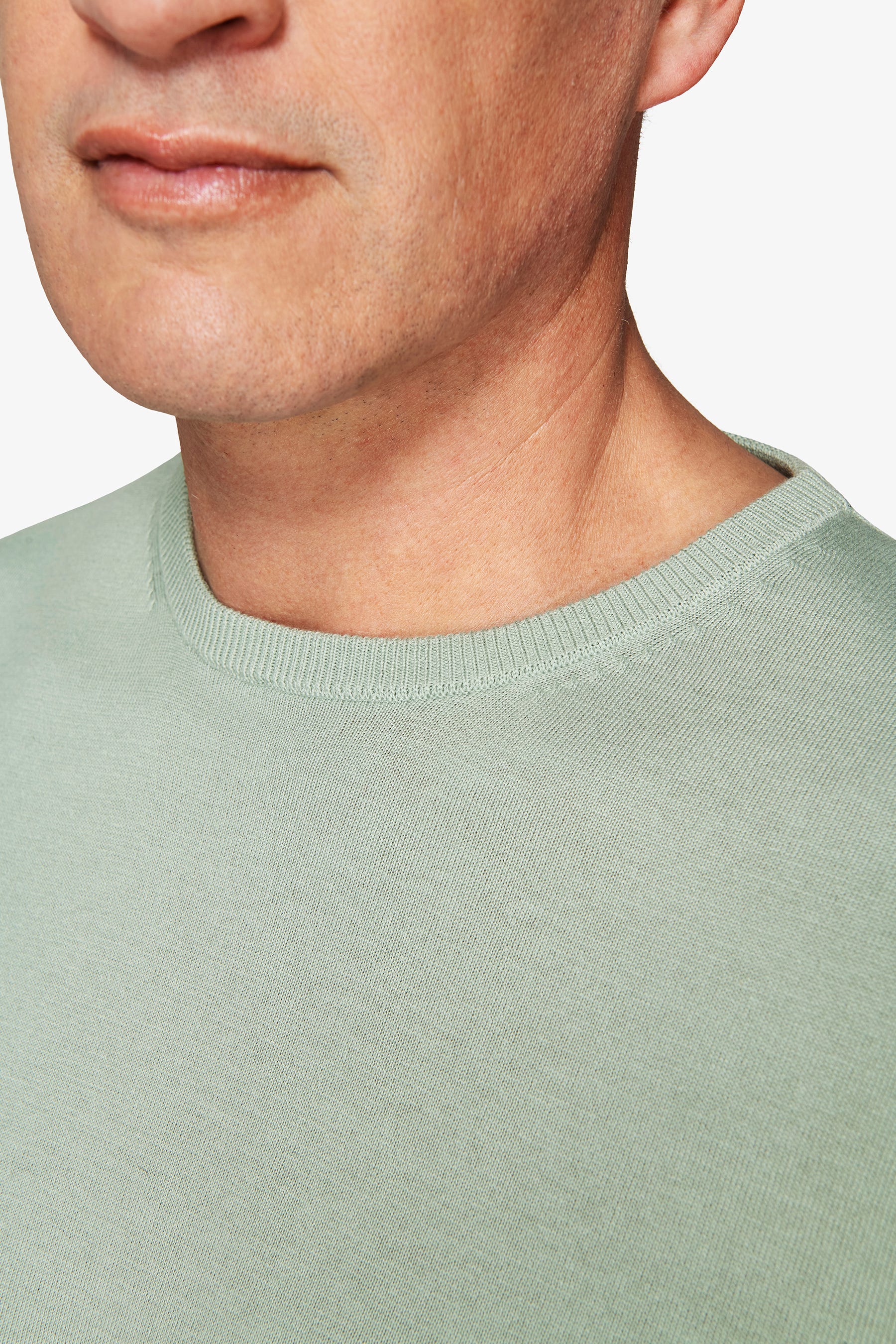 T-shirt in maglia basic in cotone verde chiaro-Dan John