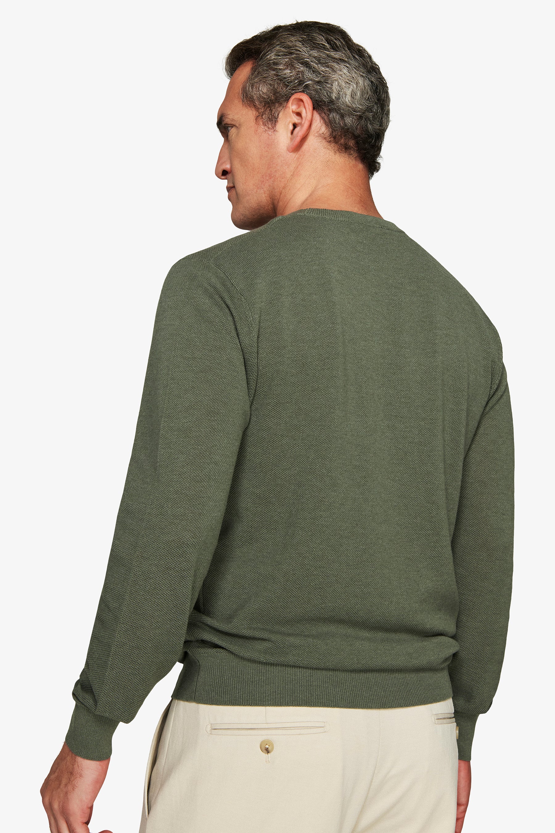 Maglia girocollo armaturata melange verde-Dan John