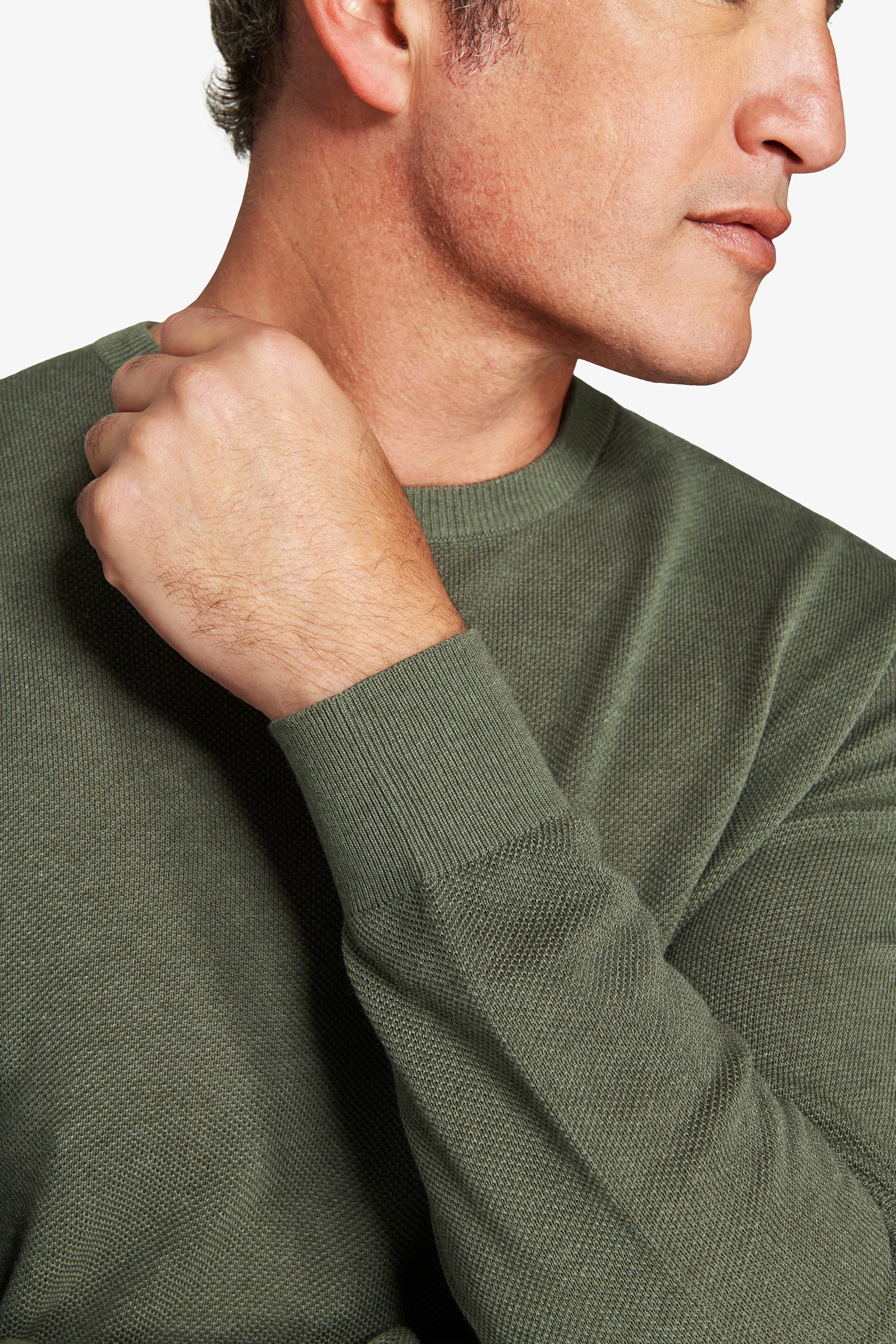 Maglia girocollo armaturata melange verde-Dan John