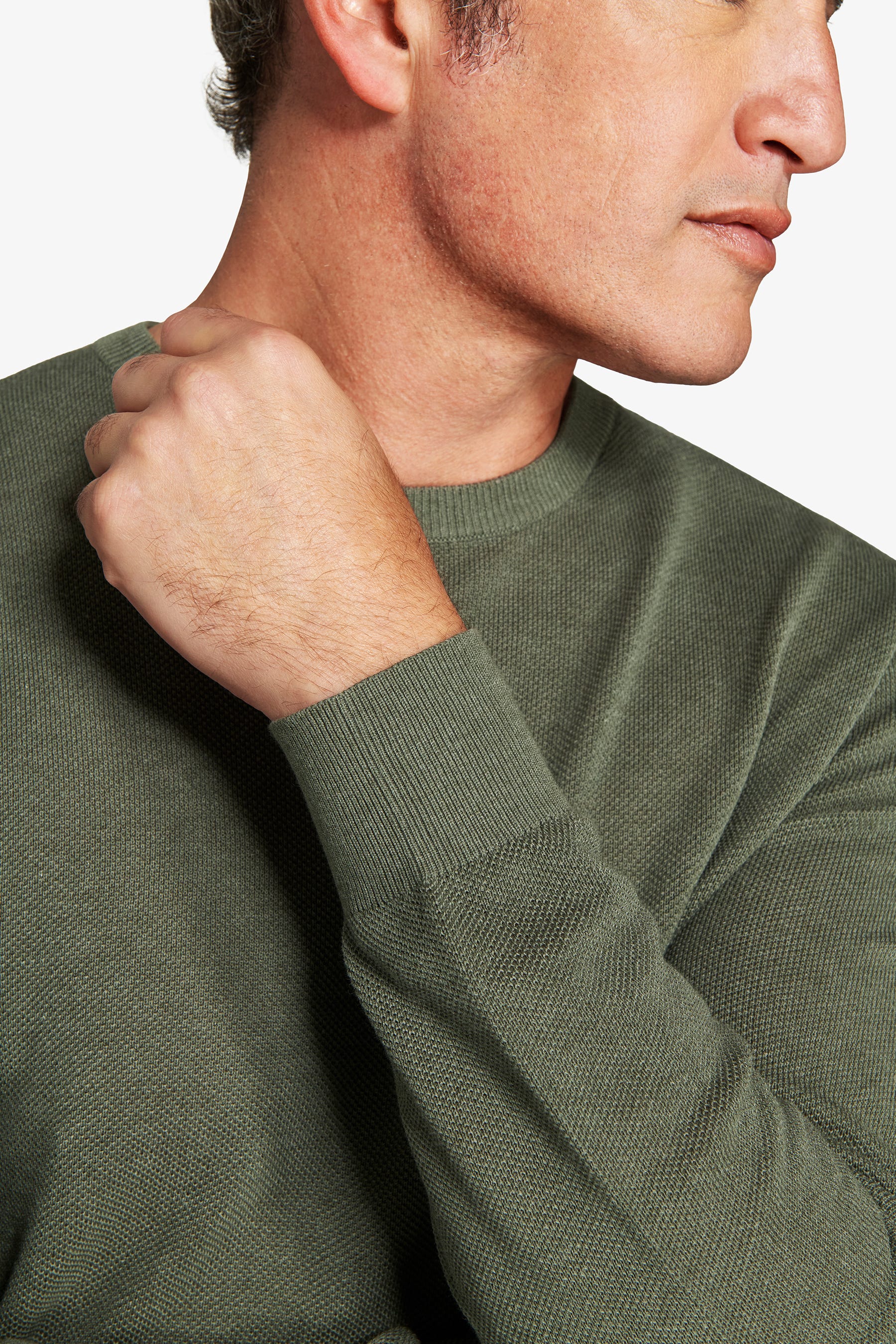Maglia girocollo armaturata melange verde-Dan John