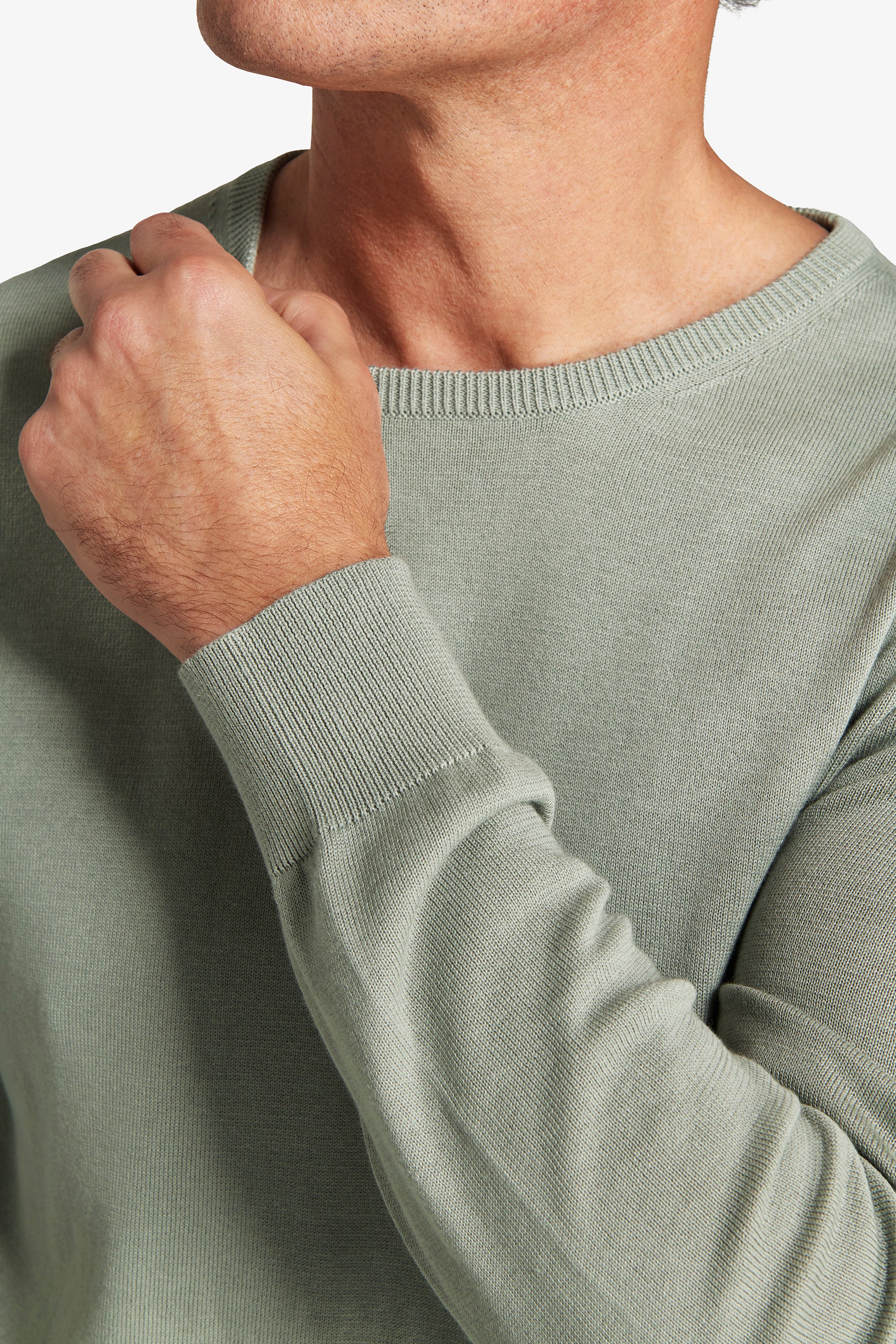 Light green basic crewneck cotton sweater