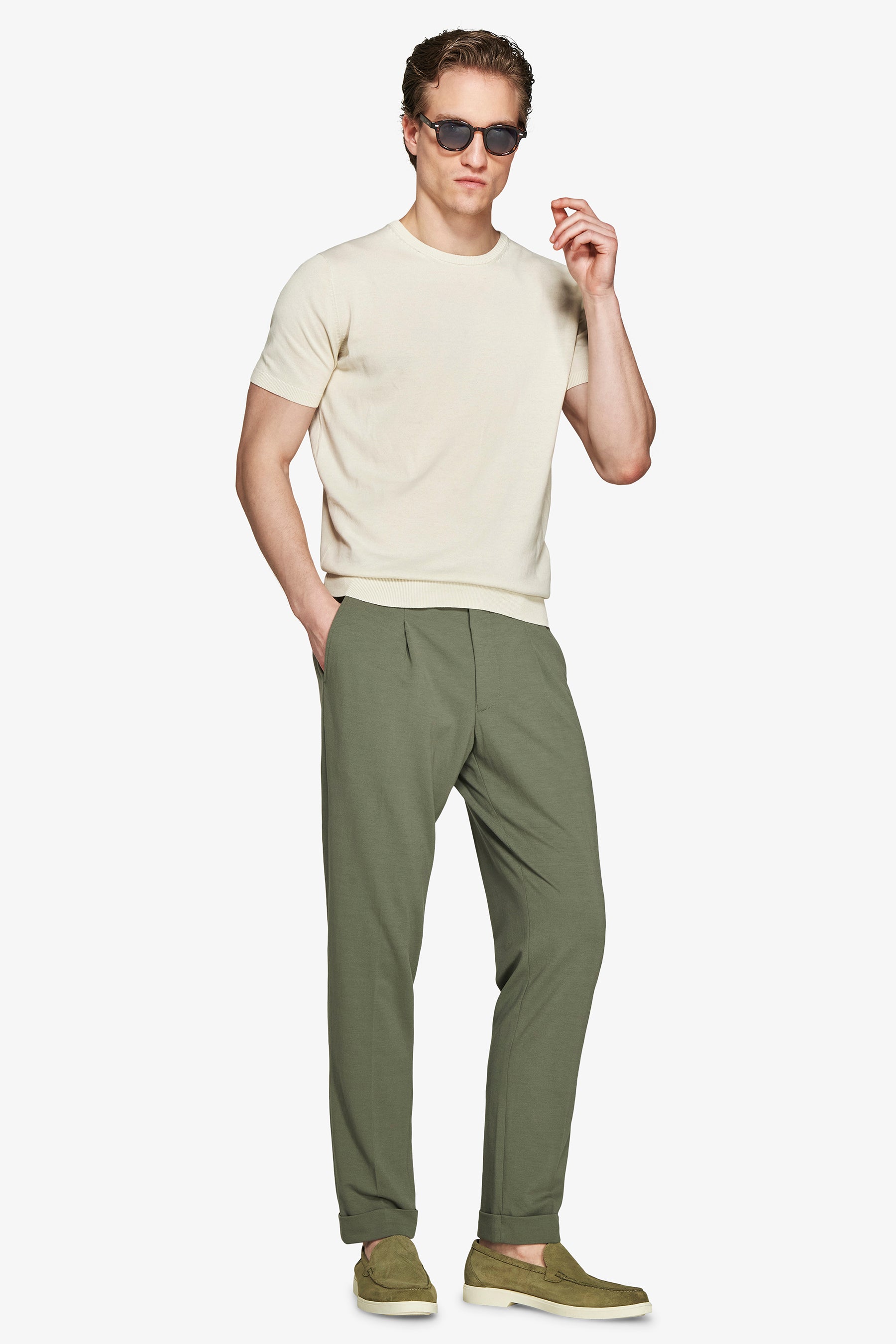 T-shirt in maglia basic in cotone ghiaccio-Dan John