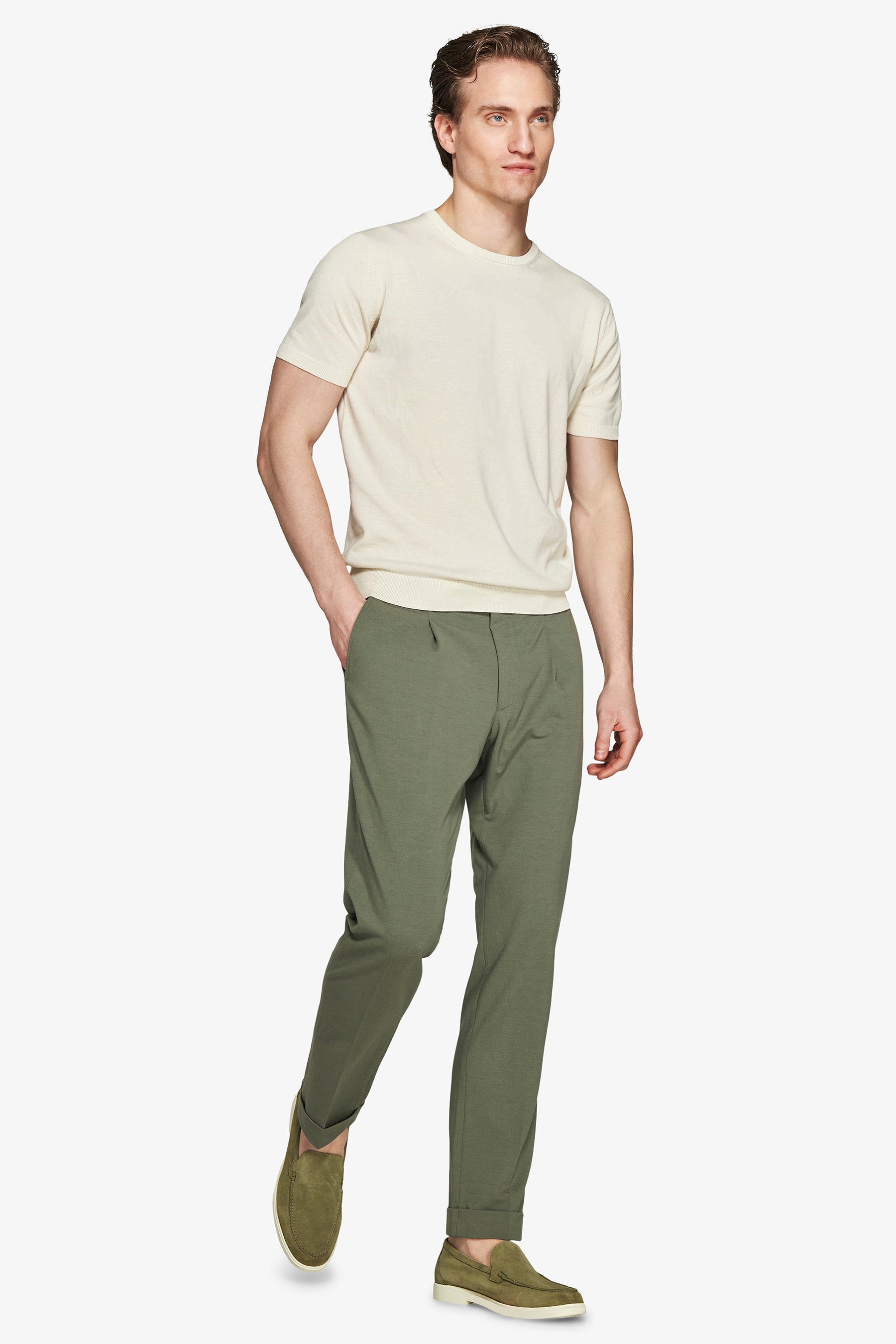 T-shirt in maglia basic in cotone ghiaccio-Dan John