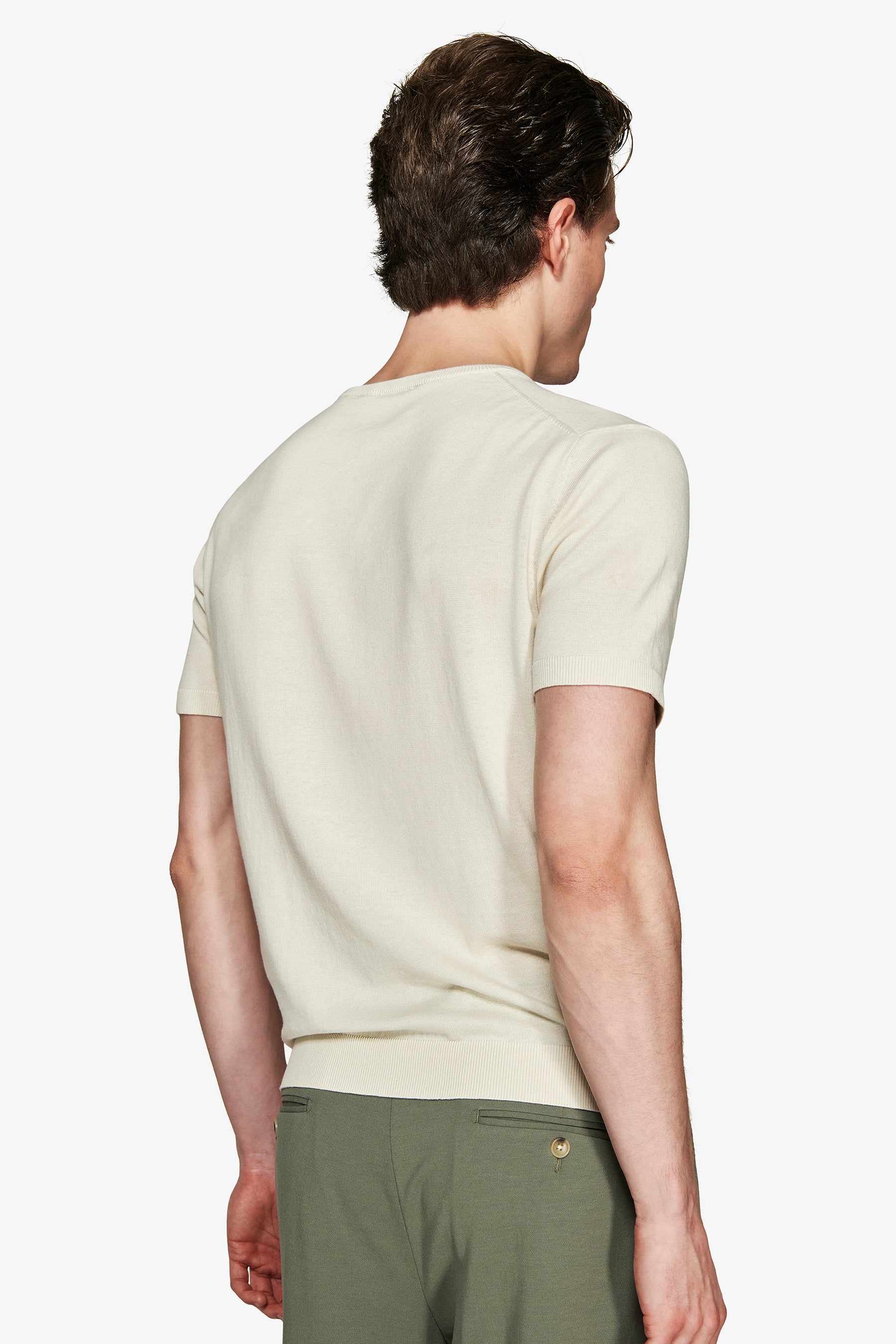 T-shirt in maglia basic in cotone ghiaccio-Dan John