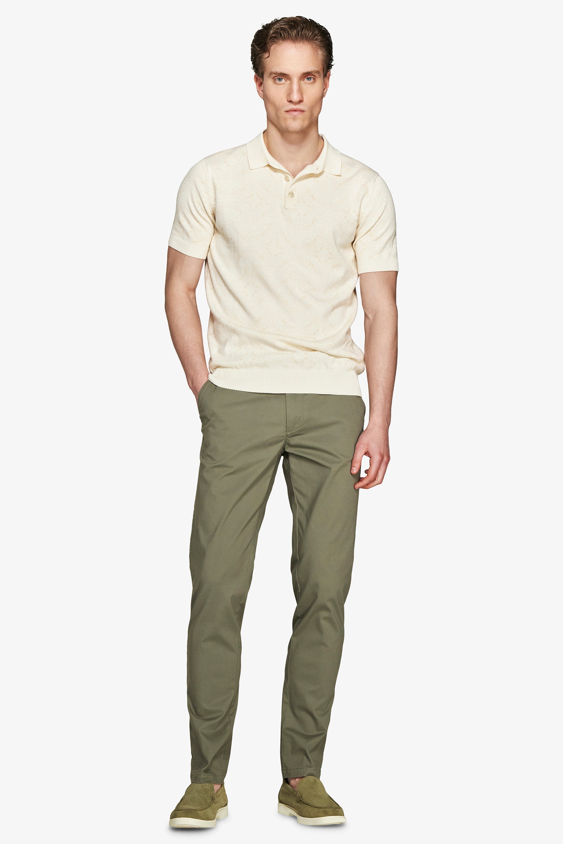 Polo in maglia stampa floreale sabbia