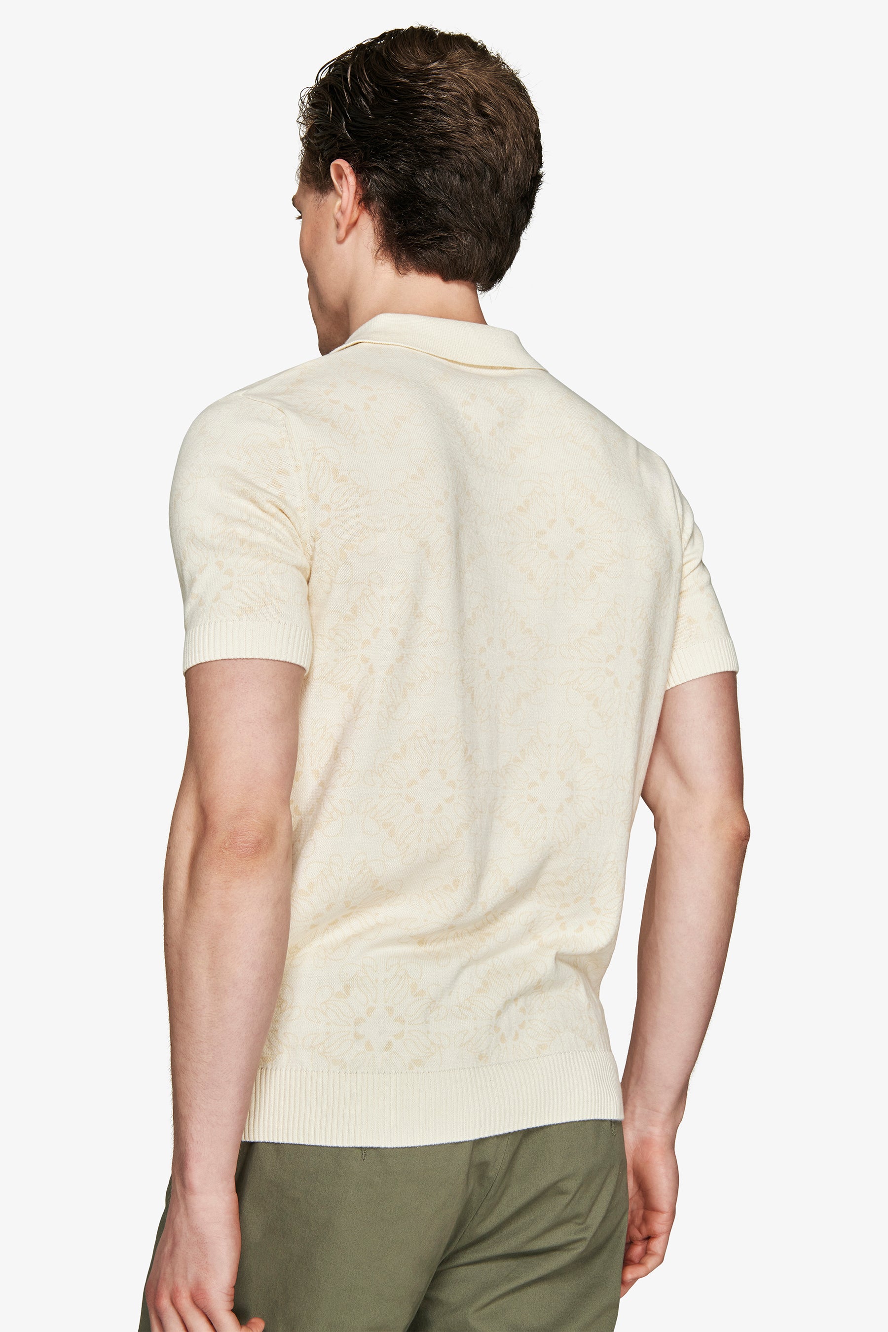 Polo in maglia stampa floreale sabbia