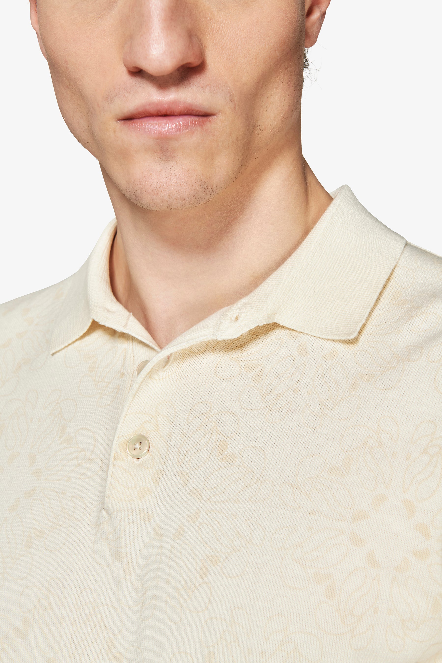 Polo in maglia stampa floreale sabbia-Dan John