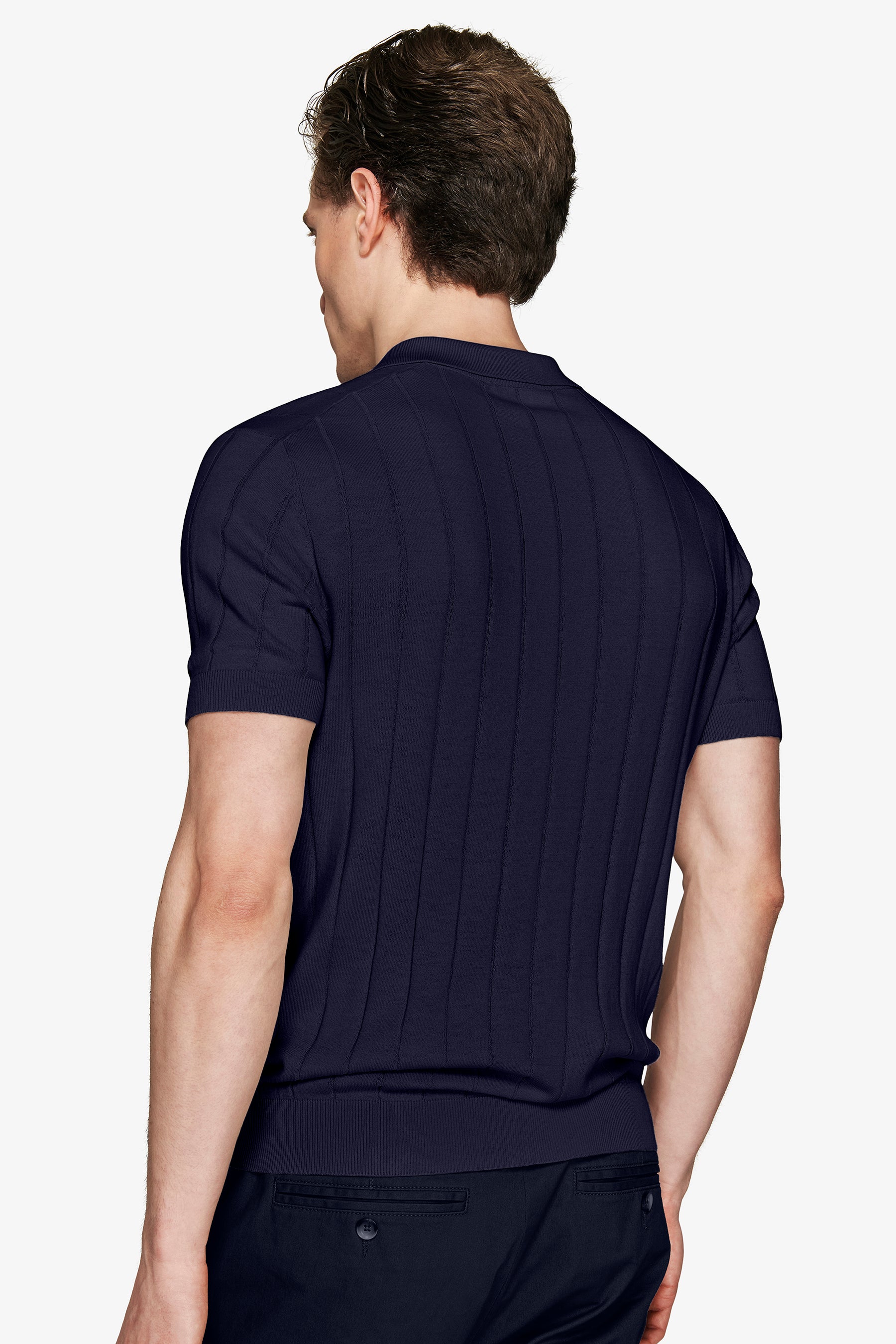 Polo in maglia costa piatta navy