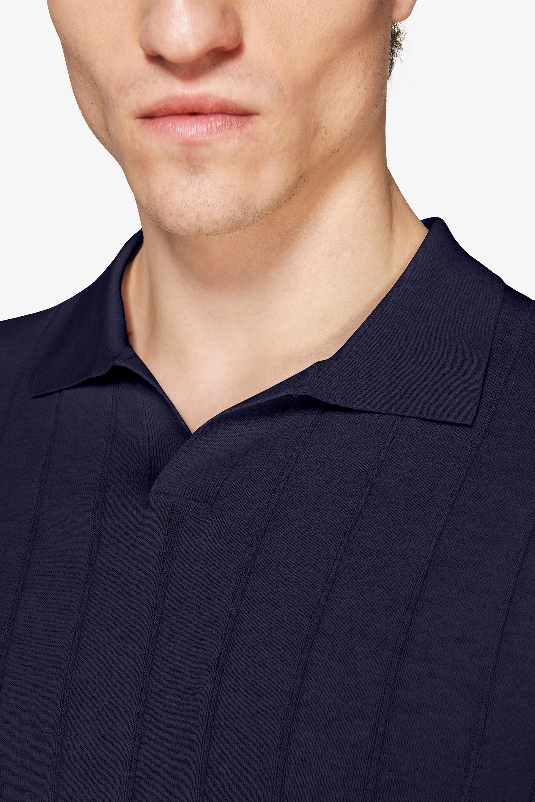 Polo in maglia costa piatta navy-Dan John