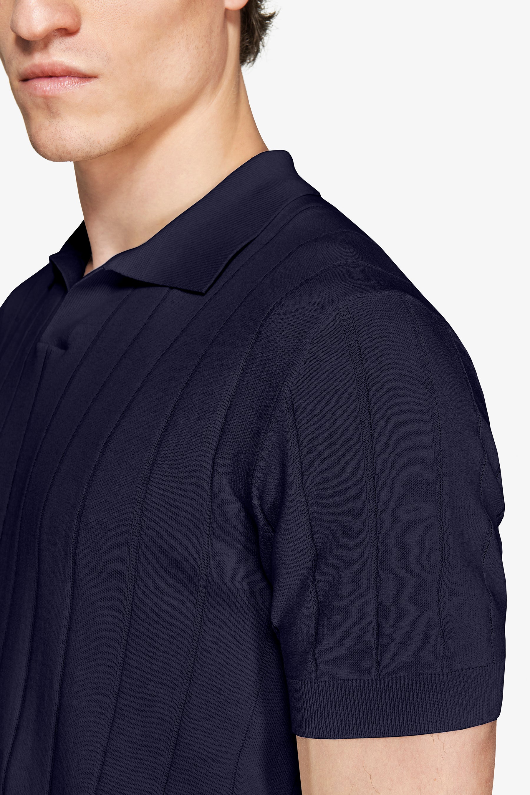 Polo in maglia costa piatta navy