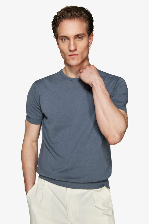 T-shirt in maglia basic in cotone avion-Dan John
