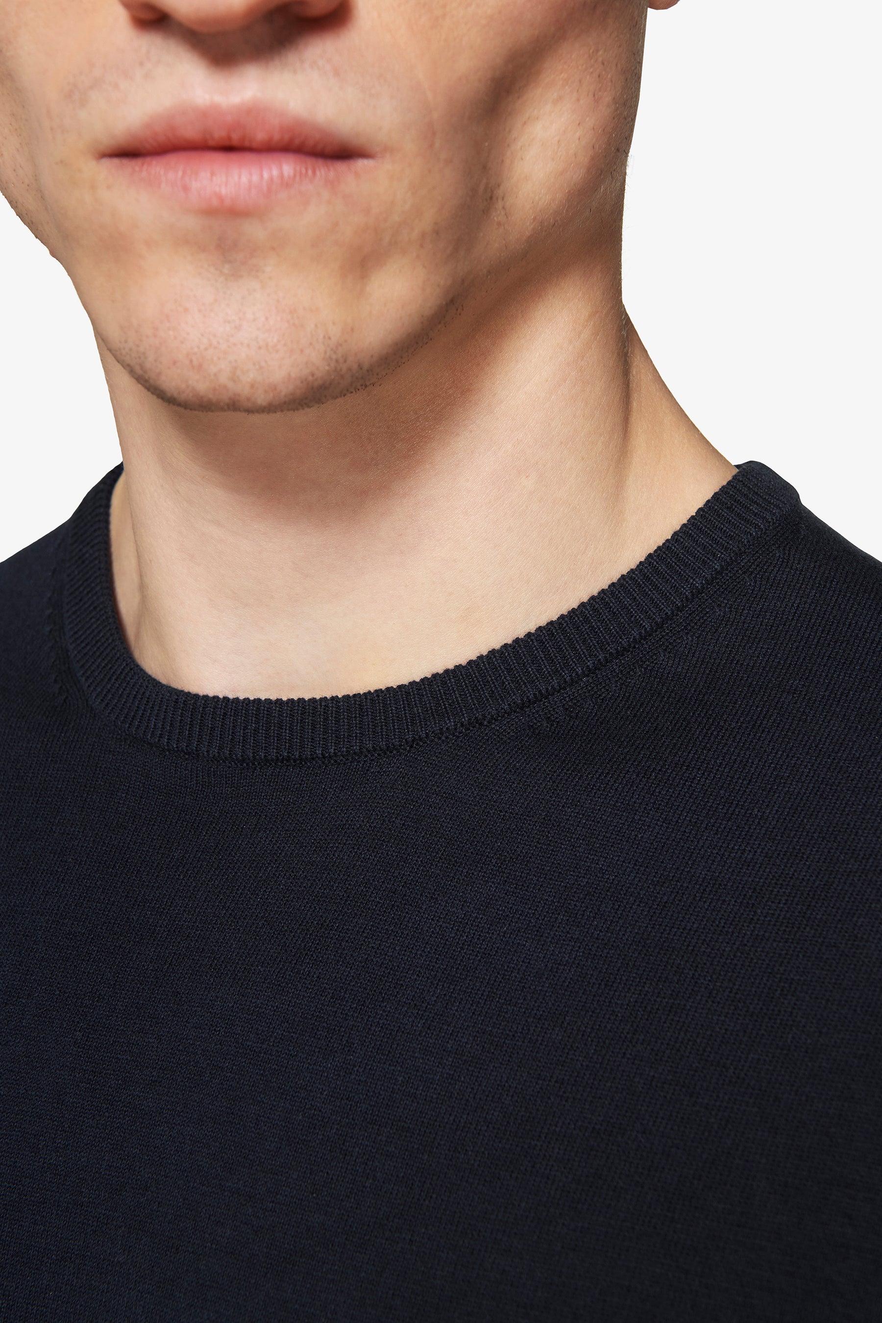 T-shirt in maglia basic in cotone blu