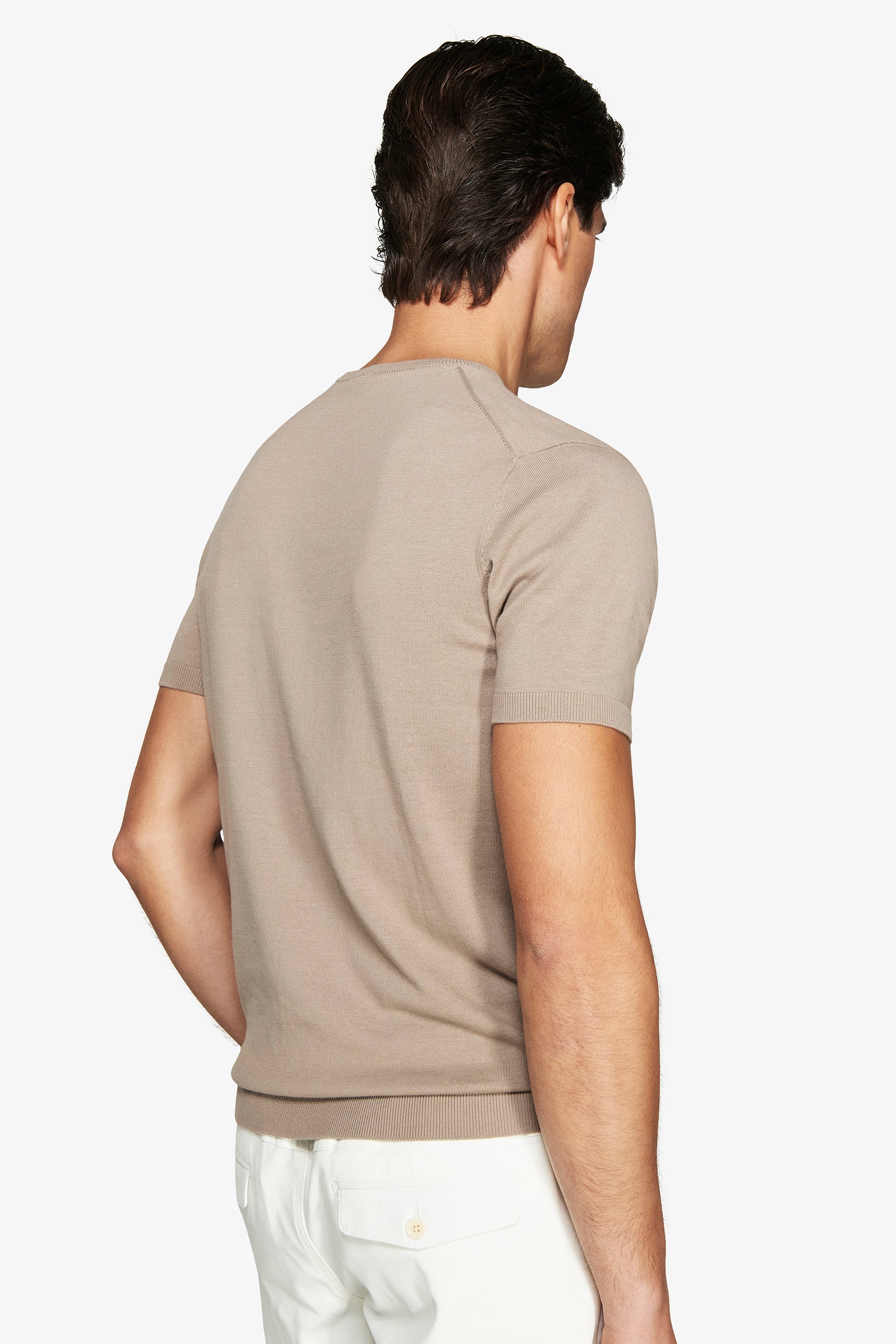 T-shirt in maglia basic in cotone tortora-Dan John