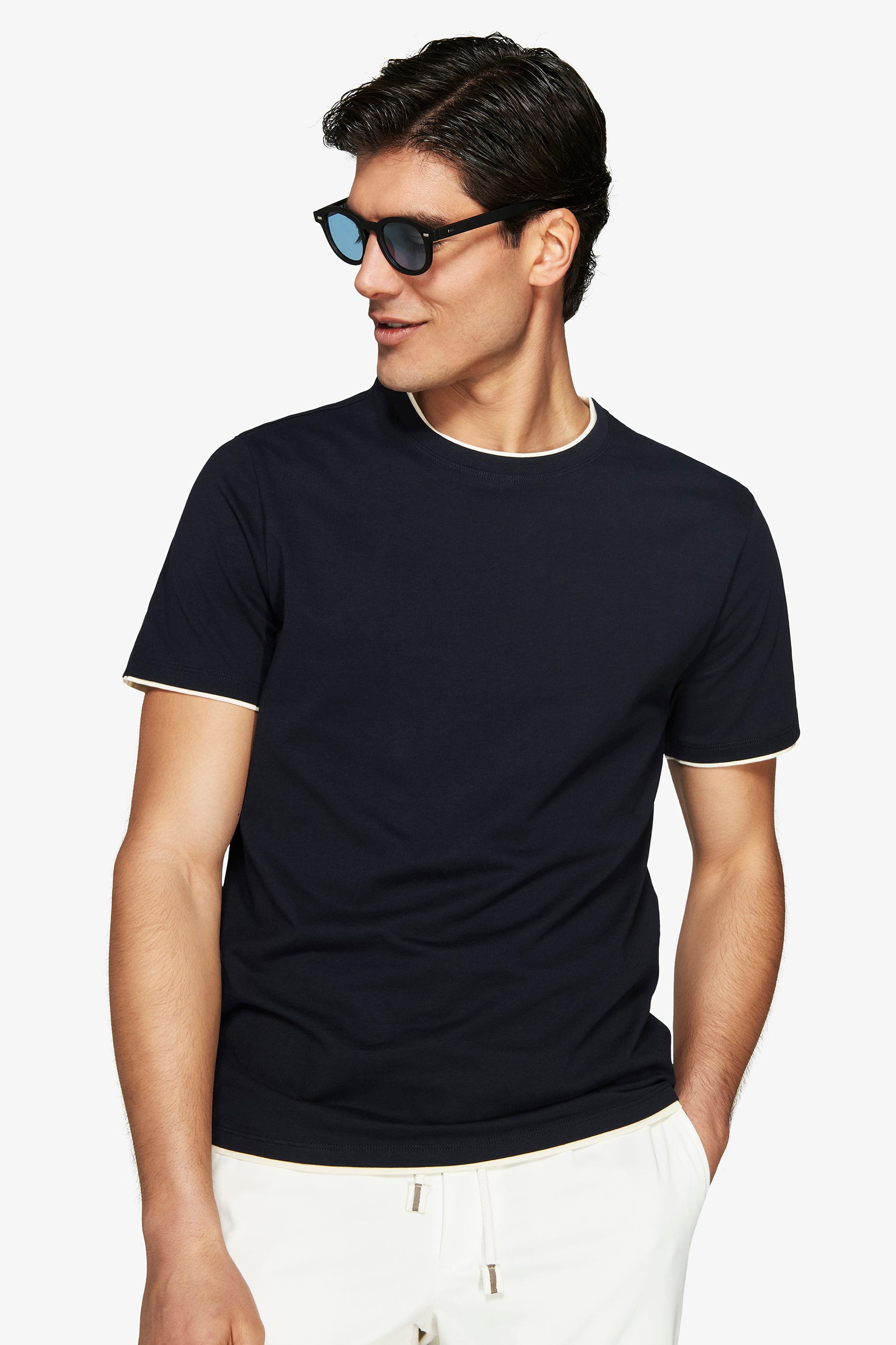 DNJ Blue lightweight cotton t-shirt