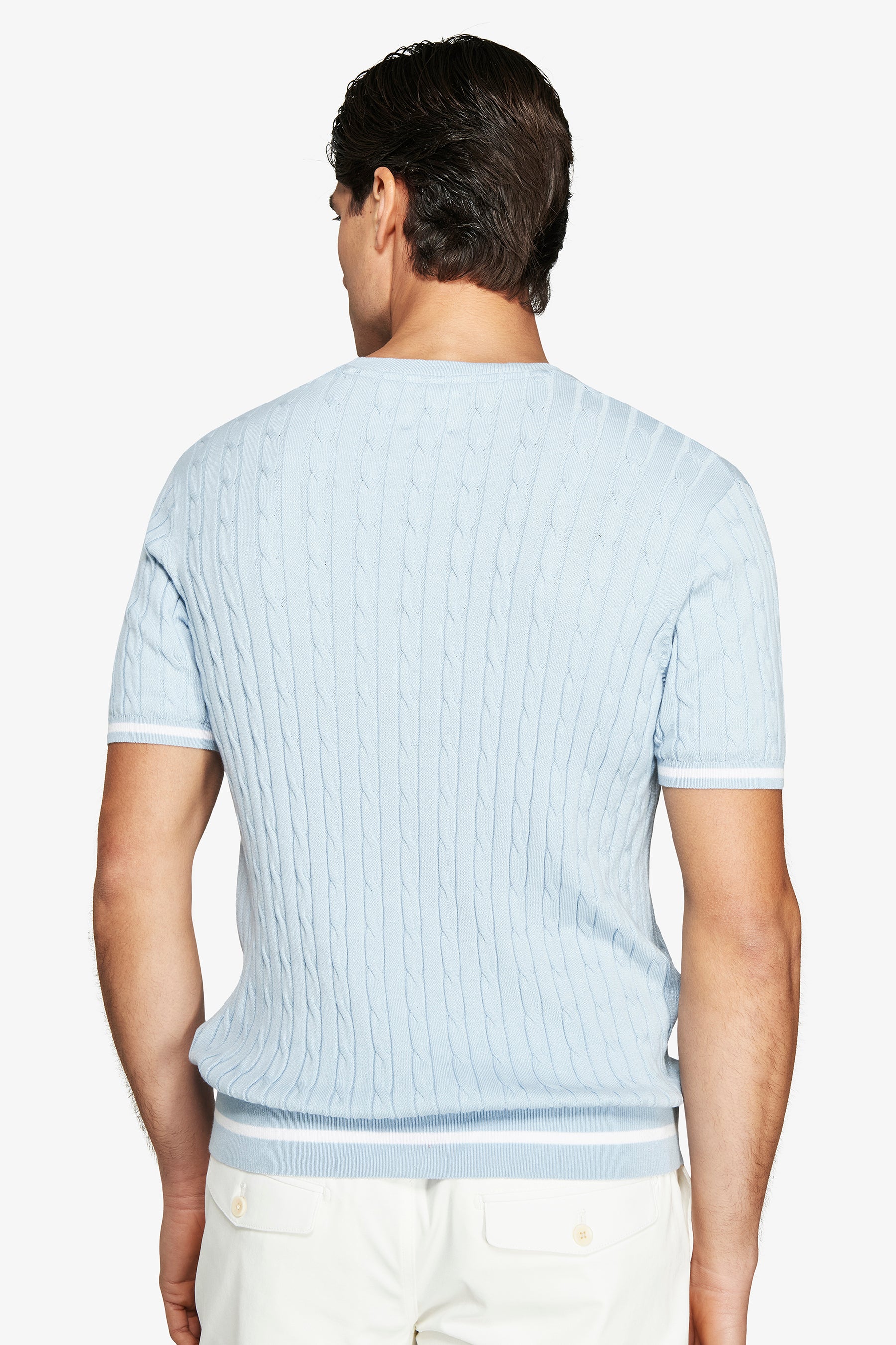 Maglia girocollo treccia celeste DNJ-Dan John