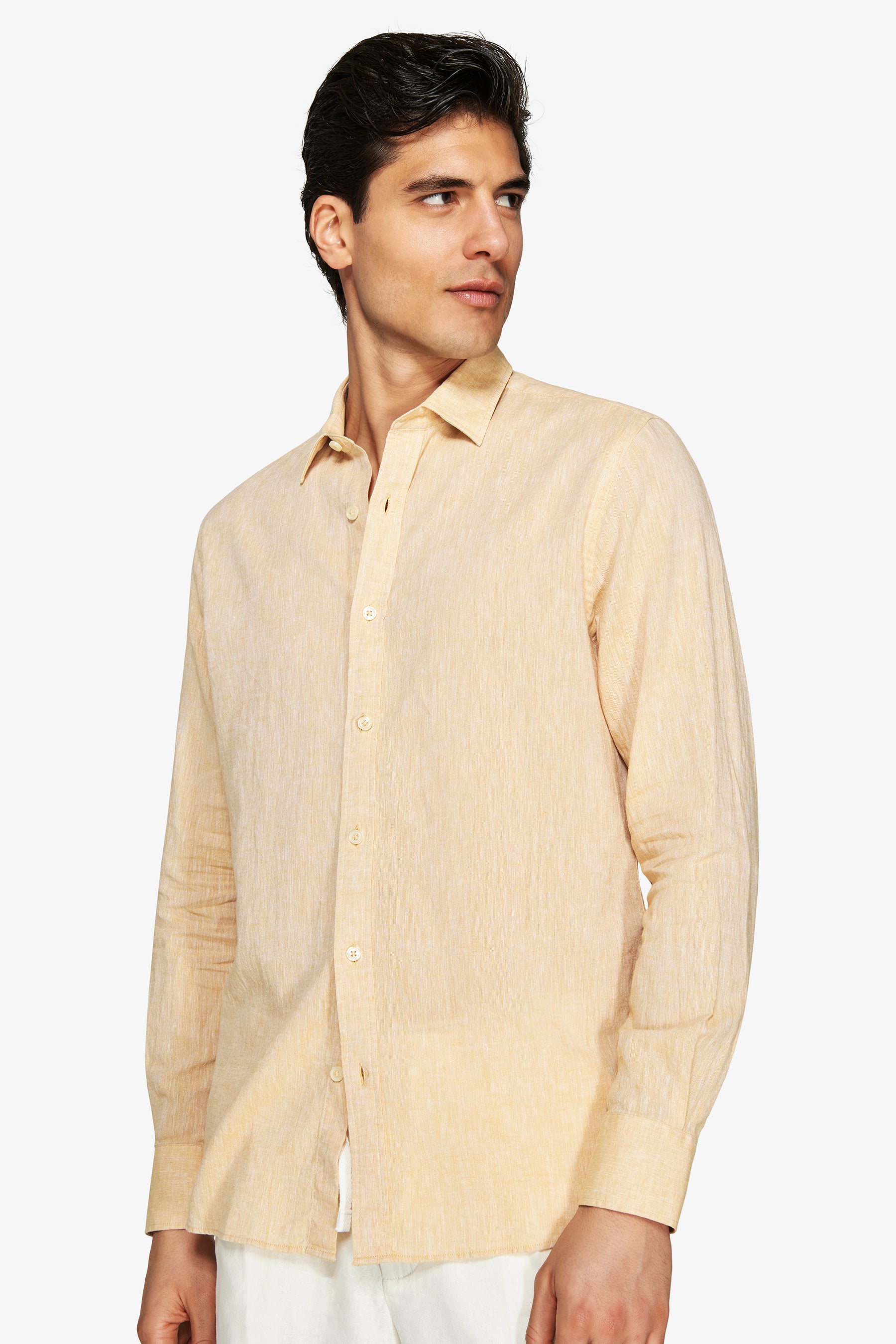 Camicia misto lino relaxed gialla