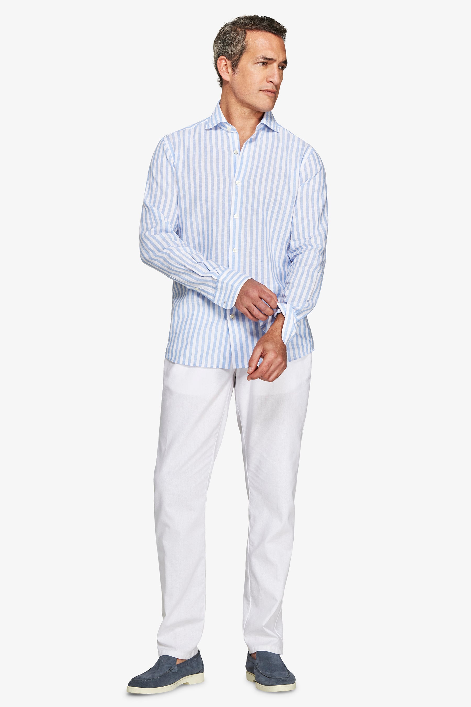 Light blue striped slim shirt