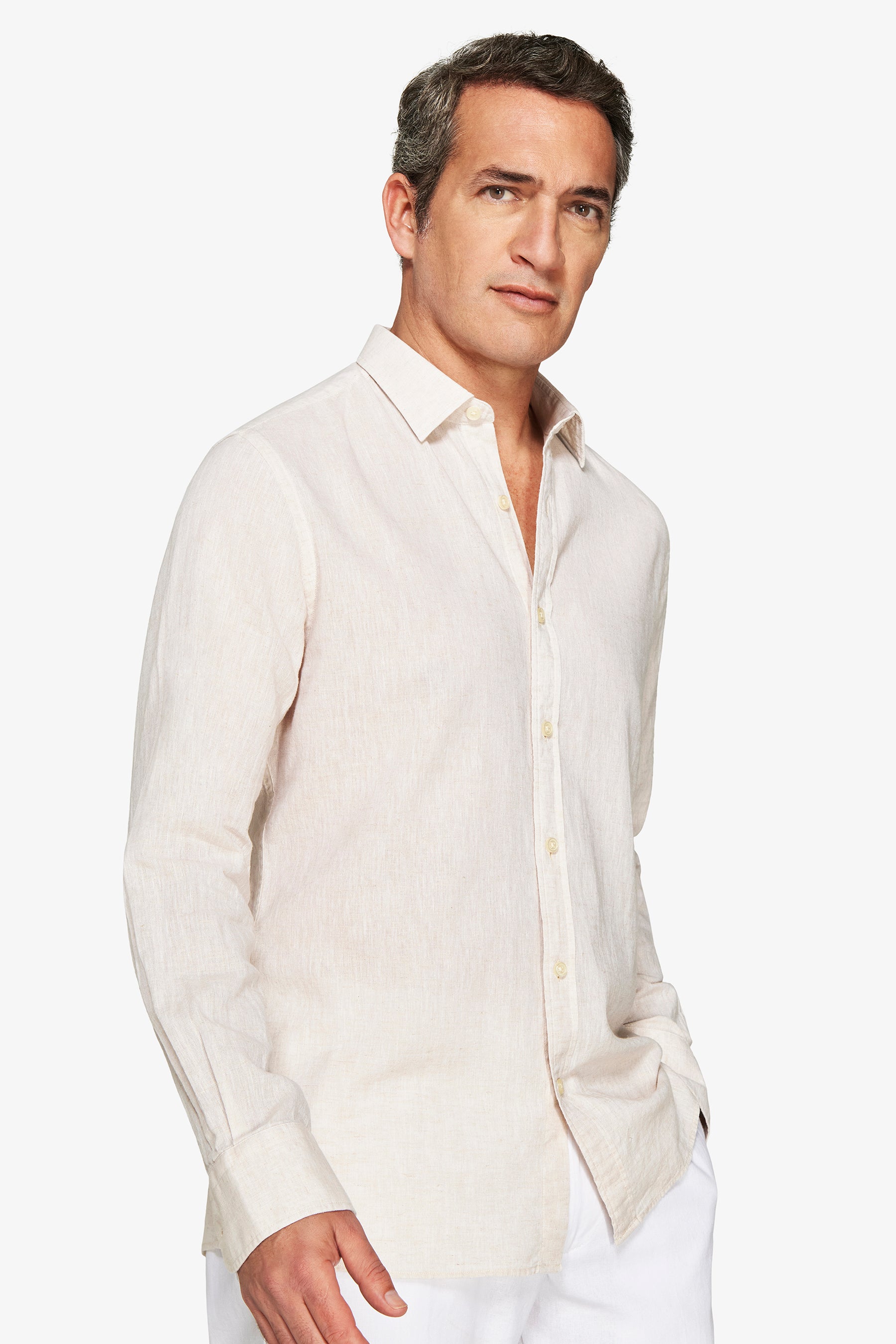 Camicia misto lino relaxed beige