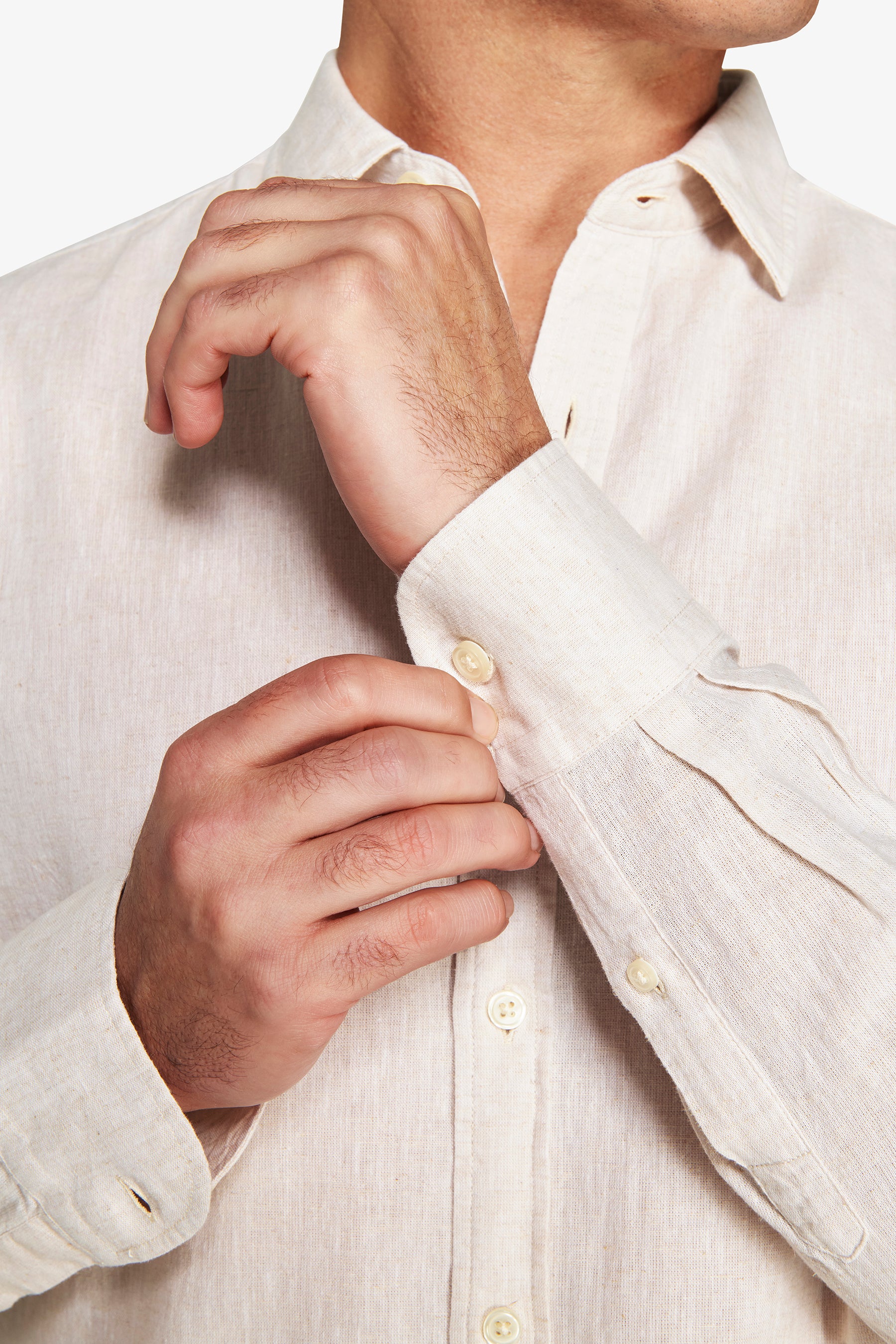 Camicia misto lino relaxed beige