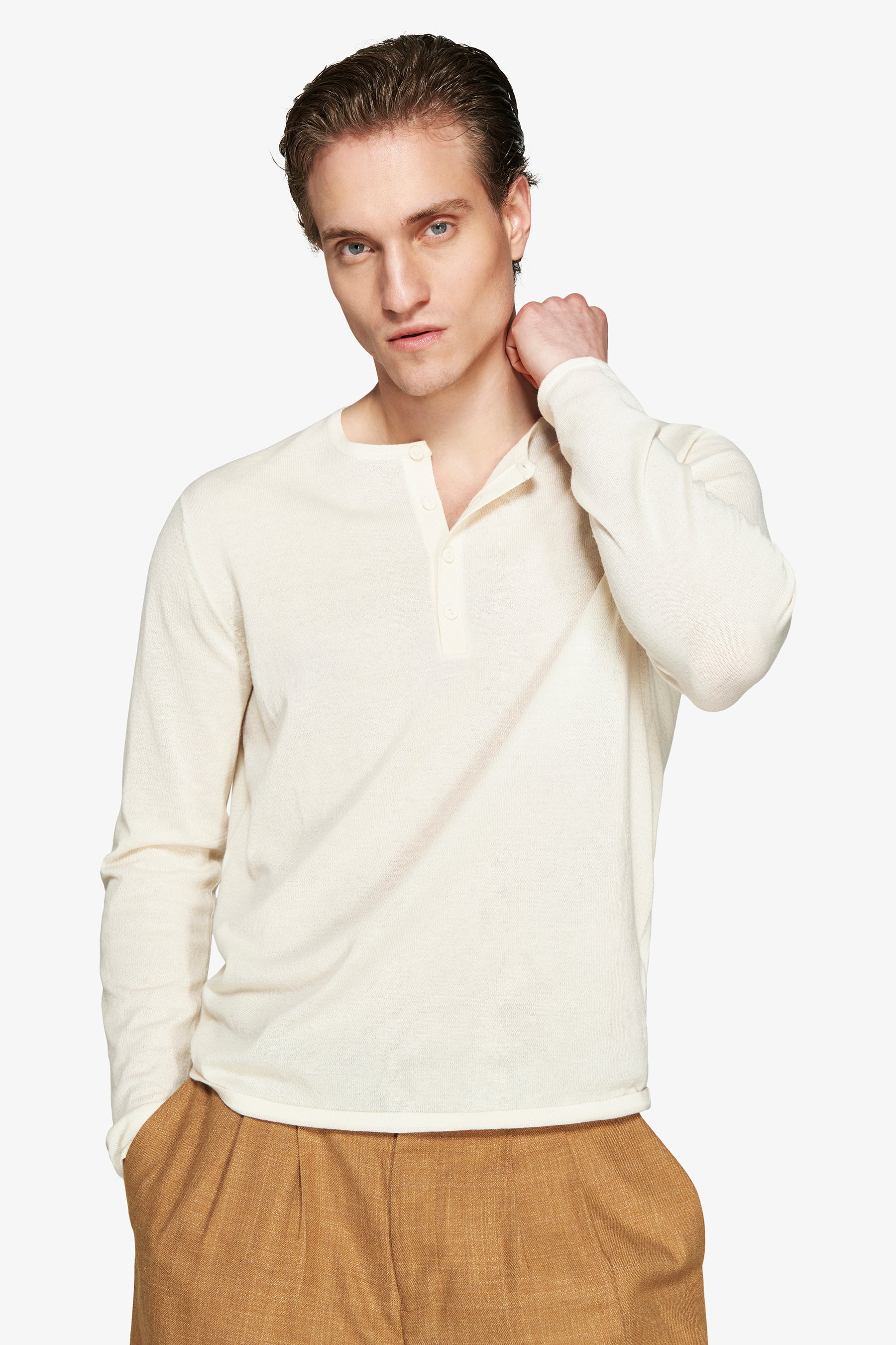 Maglia misto lino chester burro