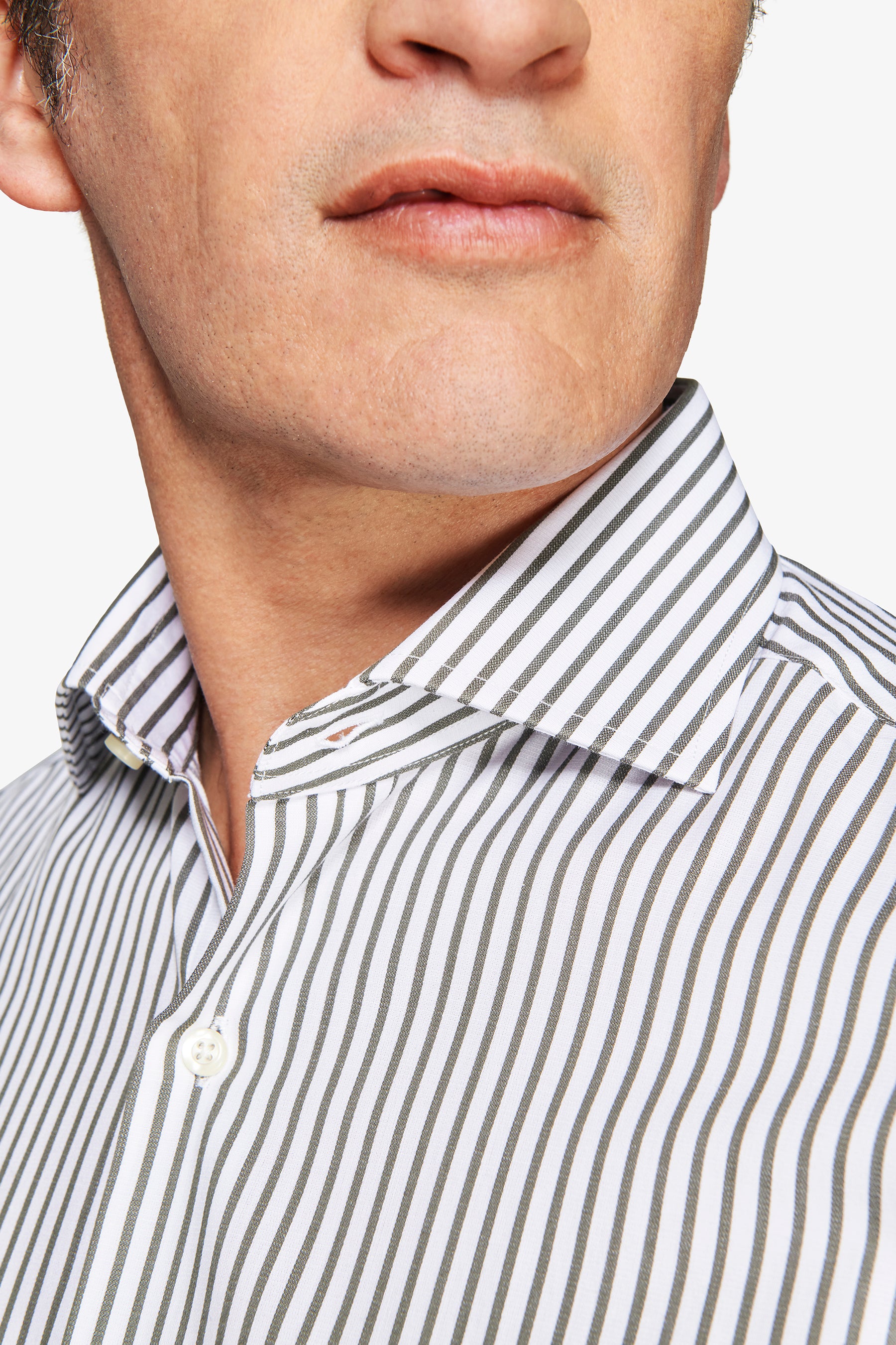 Camicia a righe fine verde