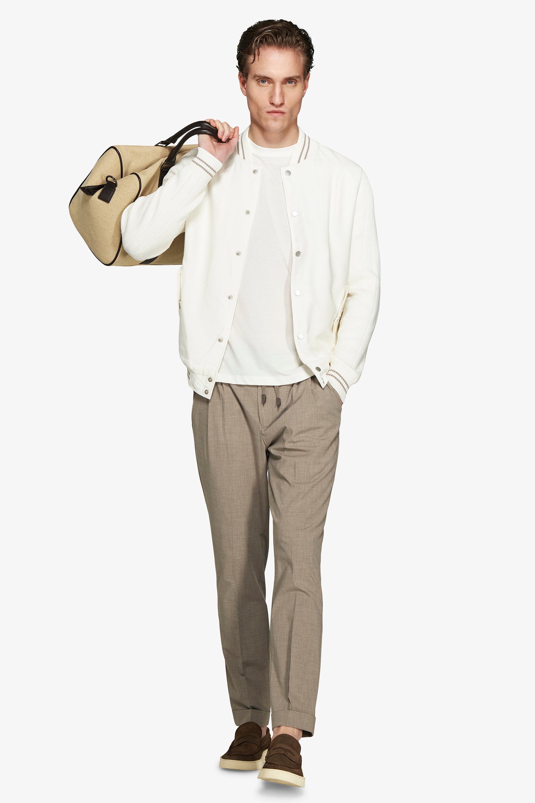 Bomber misto lino bimaterico panna DNJ-Dan John