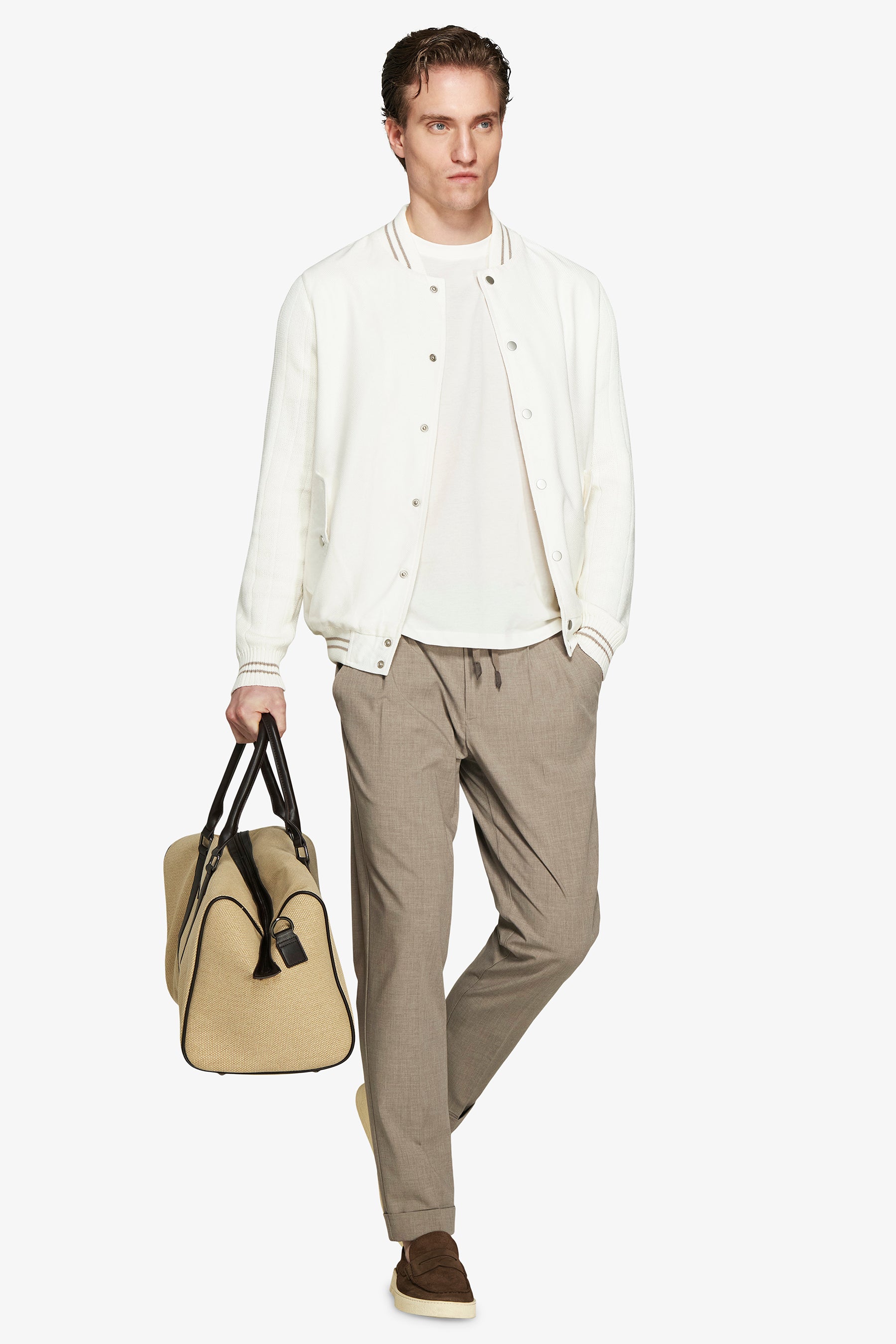 Bomber misto lino bimaterico panna DNJ