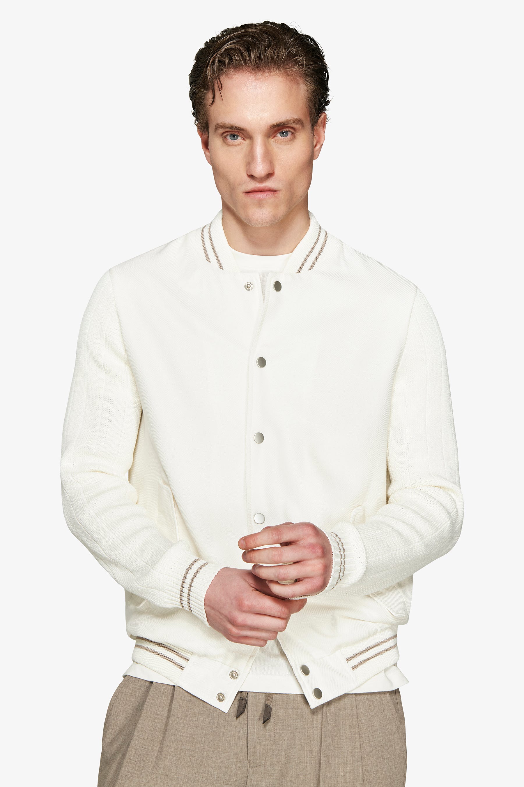 Bomber misto lino bimaterico panna DNJ-Dan John