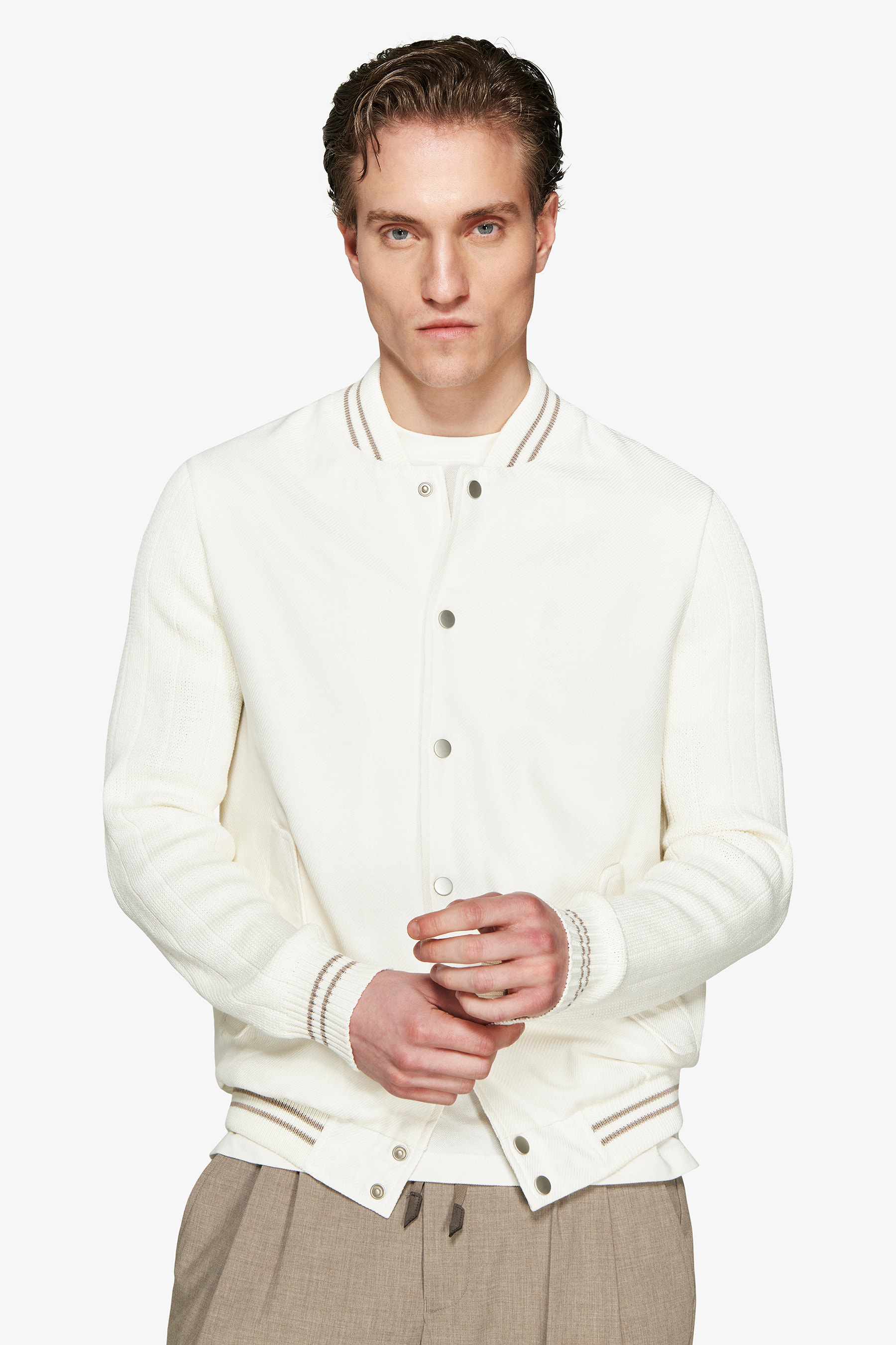 Bomber misto lino bimaterico panna DNJ-Dan John
