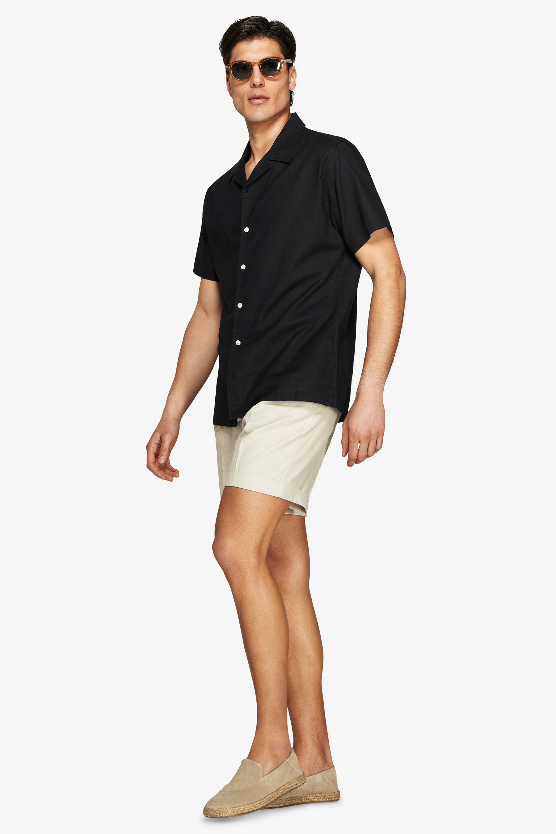 Black Hawaiian linen blend shirt