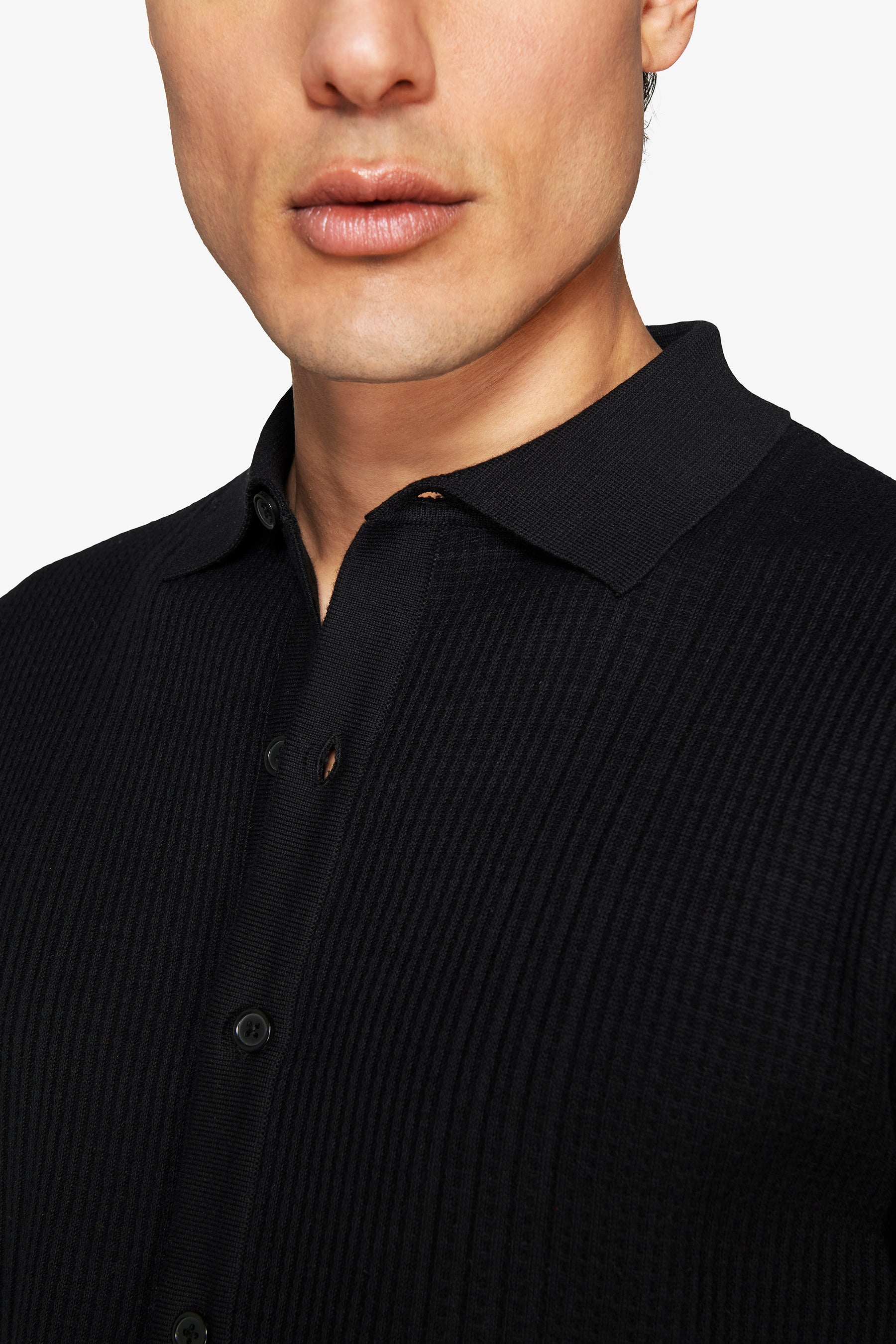 Black textured knit shirt