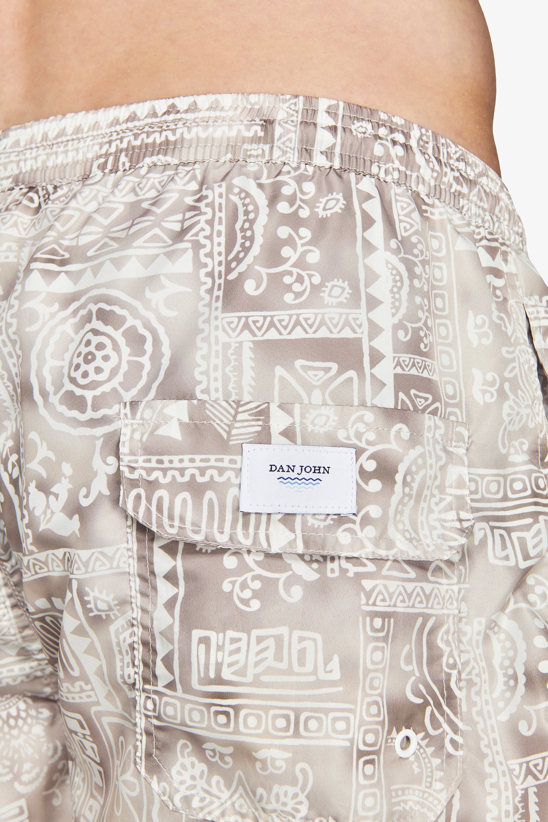 Sand geometric print swim trunks