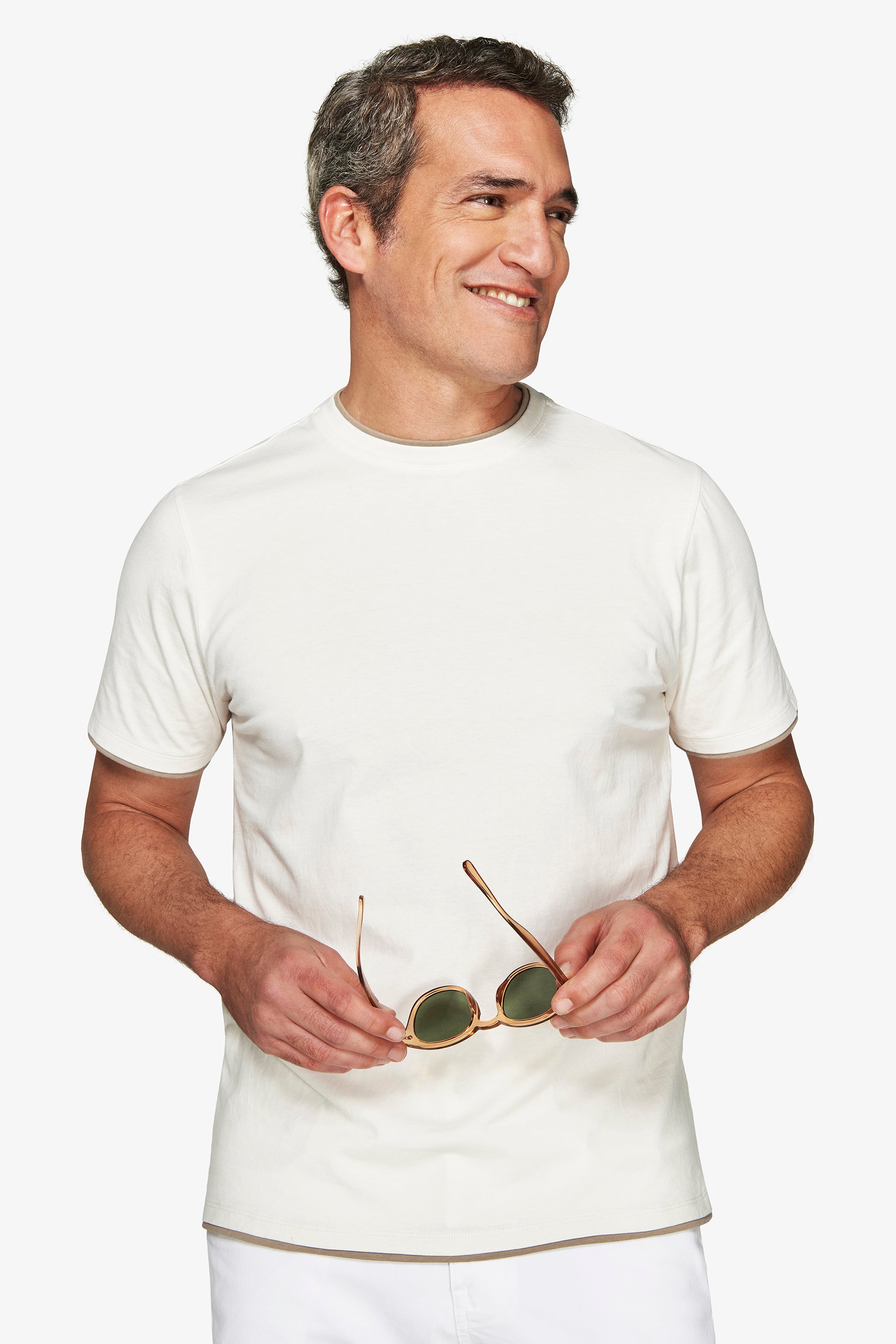 T-shirt in cotone leggero panna DNJ