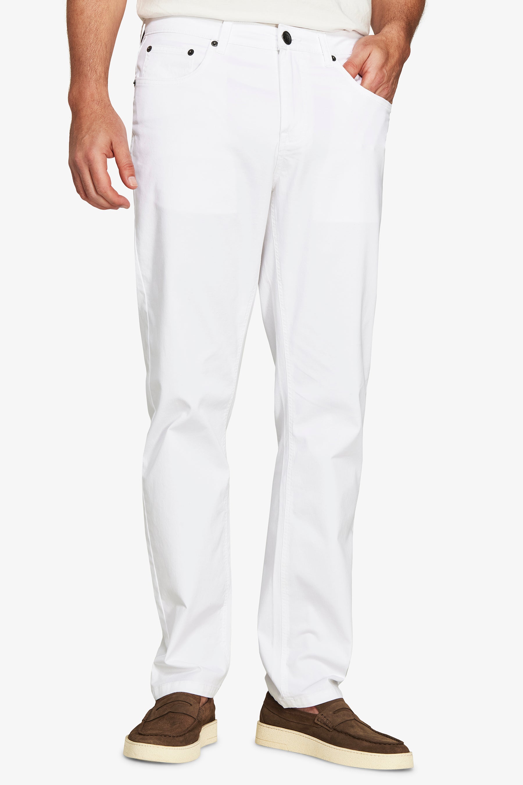 Pantaloni 5 tasche gabardina bianchi