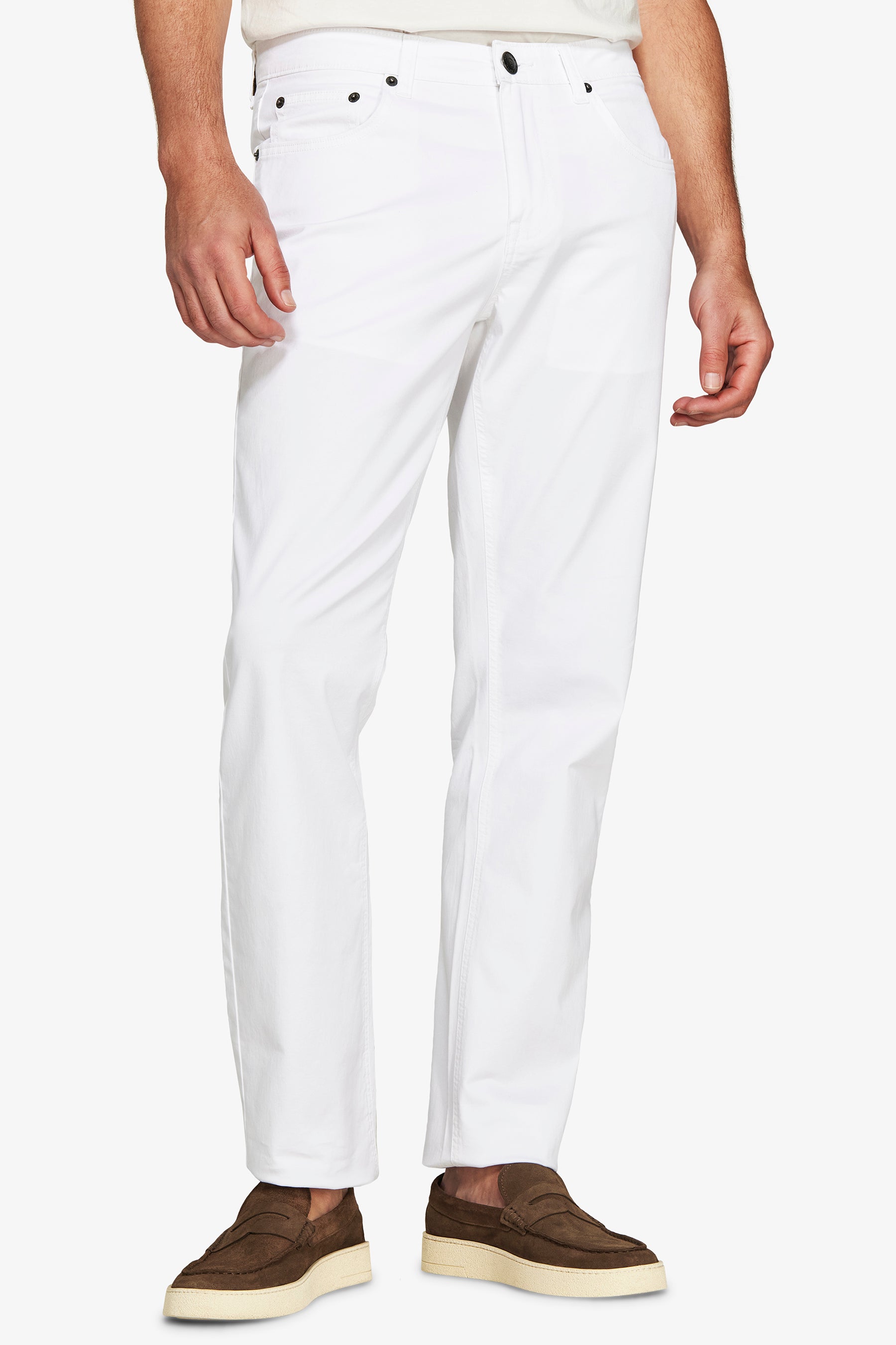 Pantaloni 5 tasche gabardina bianchi