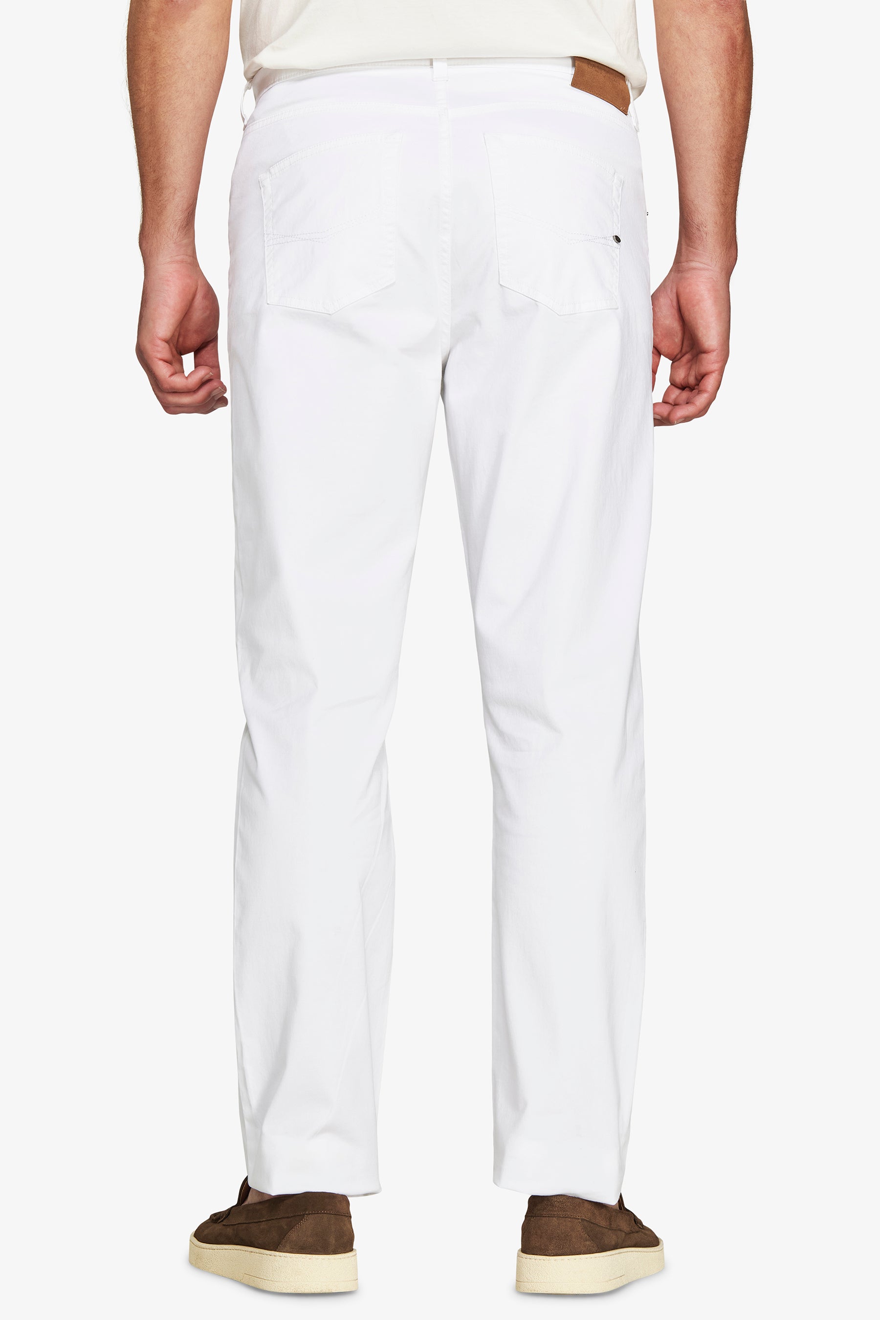 Pantaloni 5 tasche gabardina bianchi