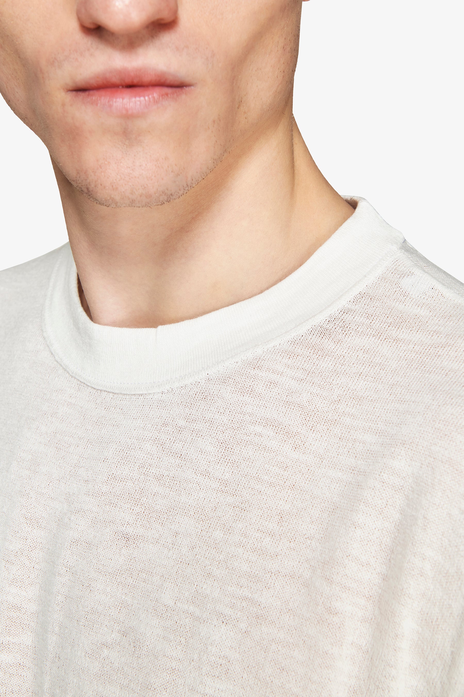T-shirt misto lino bianca "Volume"