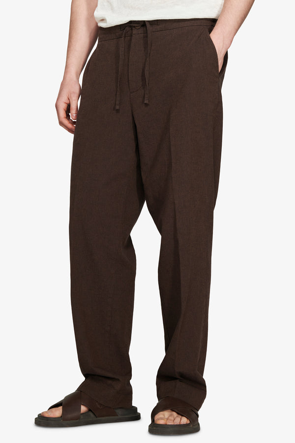VOLUME Brown linen blend trousers